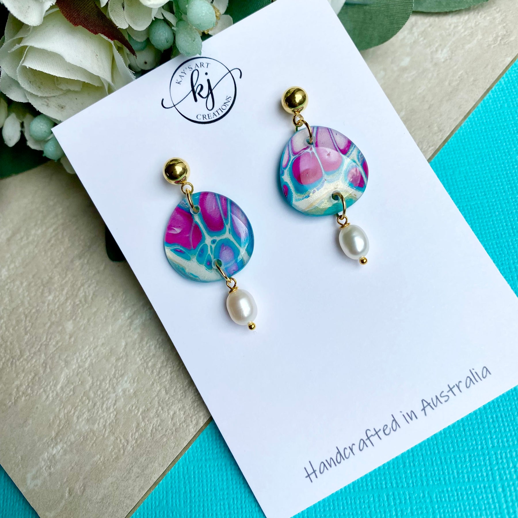 Artisan Freshwater Pearls and Original Art Earrings