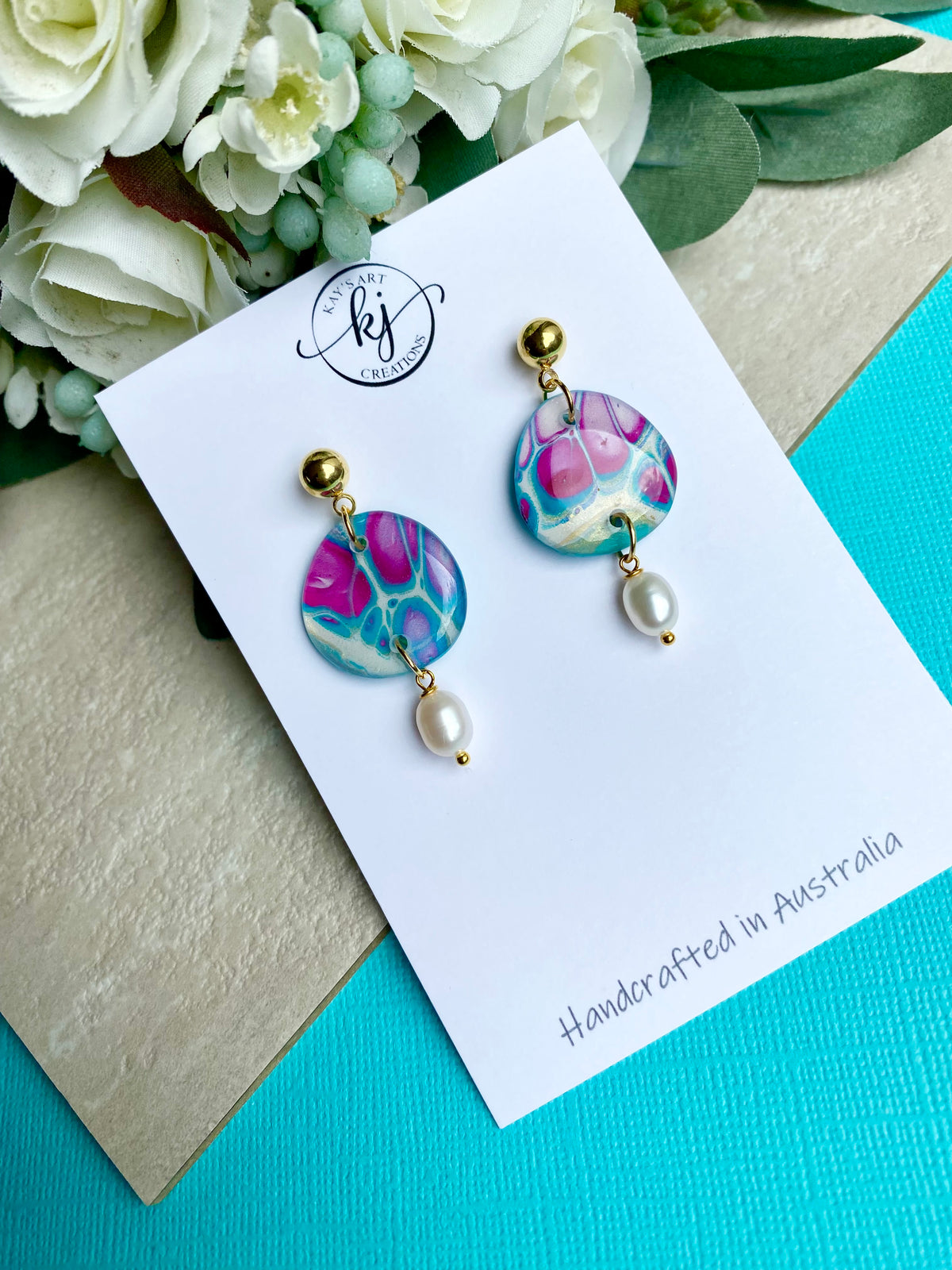 Artisan Freshwater Pearls and Original Art Earrings