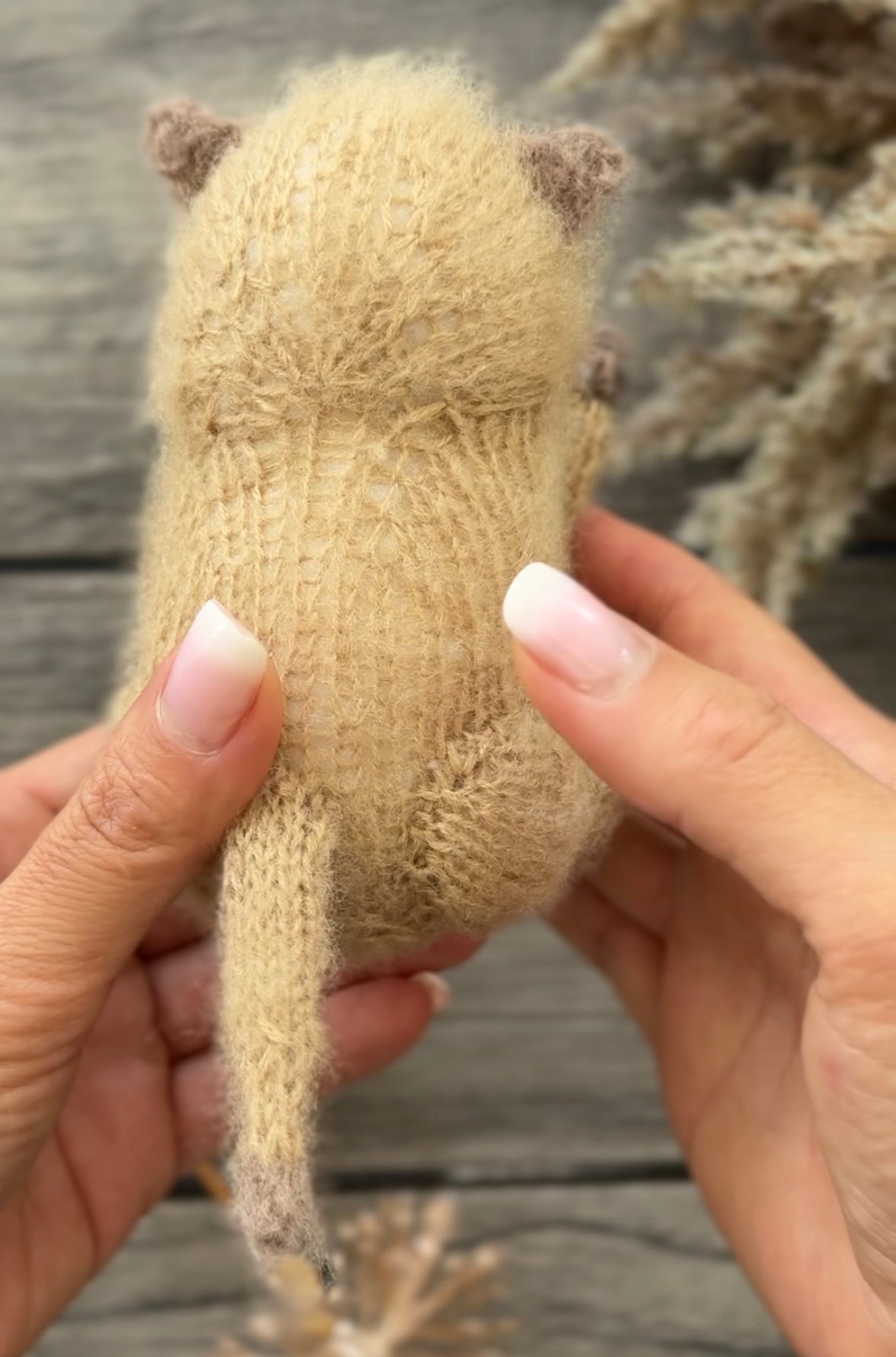 Handmade Brown Siamese Knitted Sleeping Kitty Toy 🐾