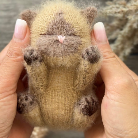 Handmade Brown Siamese Knitted Sleeping Kitty Toy 🐾