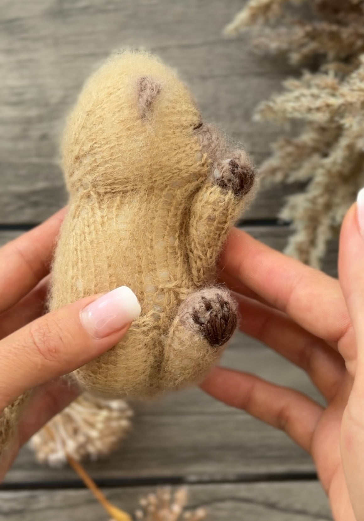 Handmade Brown Siamese Knitted Sleeping Kitty Toy 🐾