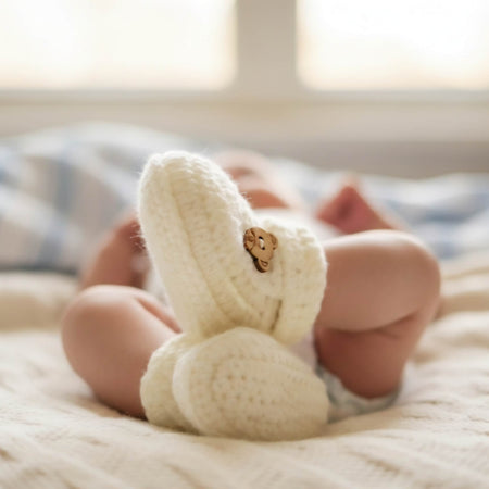 Baby Booties | Cream/Off White | Newborn | Crochet | Knit | Shoes | Socks