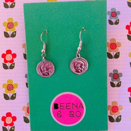 Mini drop coin earrings