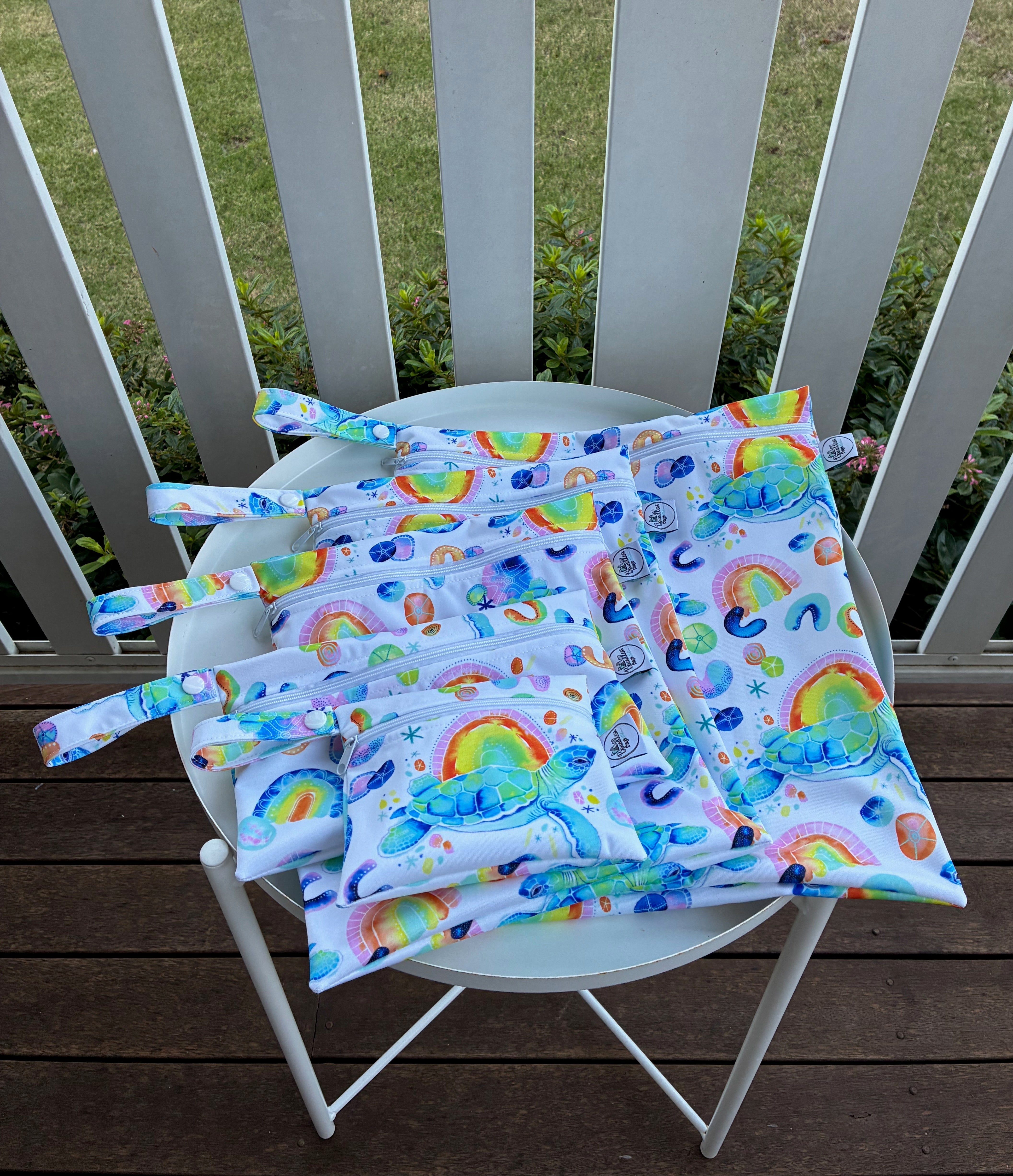 READY MADE Water-resistant wet bags - Turtle Cove (DaniEm Art)