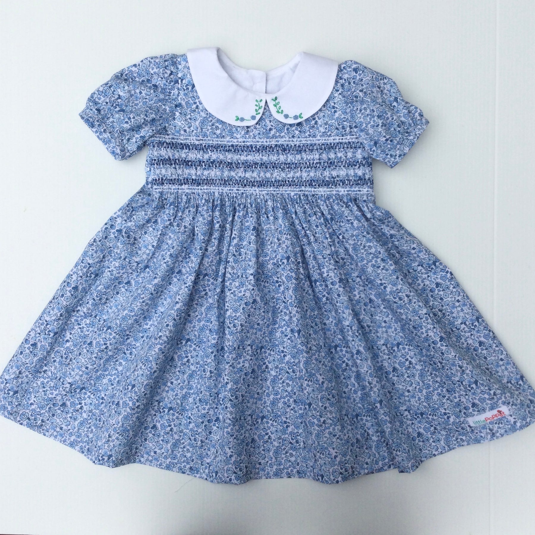 Girls’ Smocked Girl's Dress with Hand Embroidered Collar