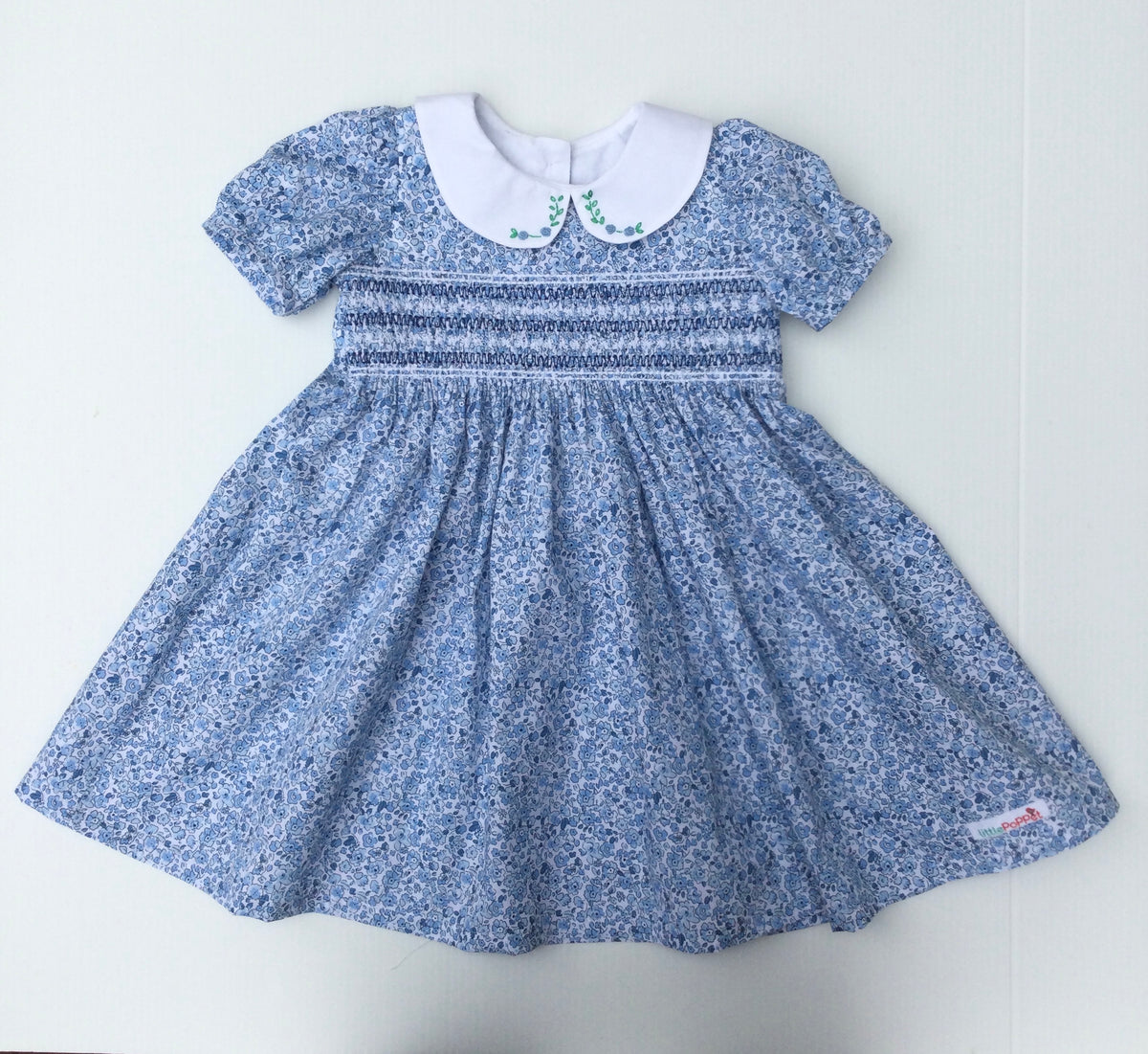 Girls’ Smocked Girl's Dress with Hand Embroidered Collar