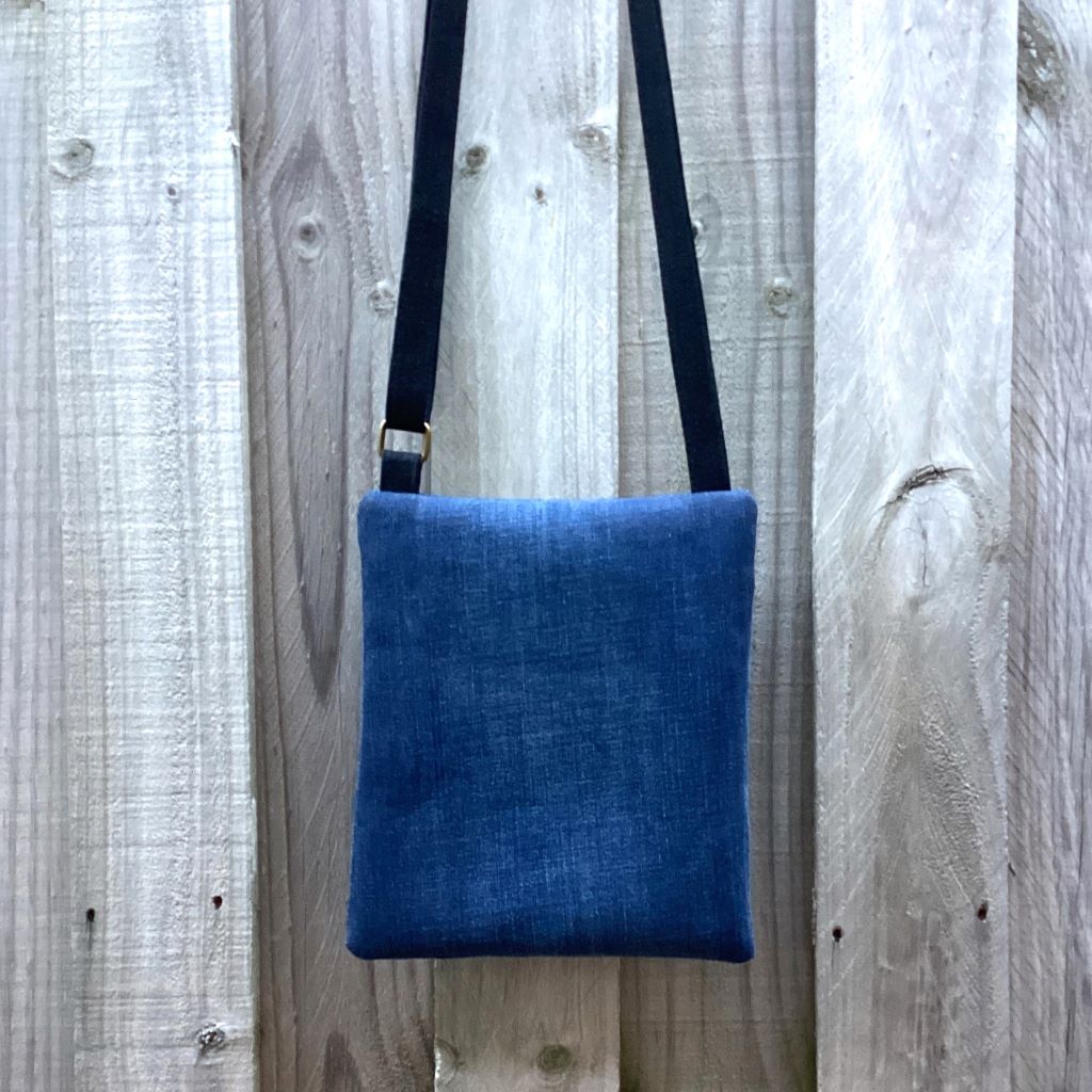 Upcycled Denim Crossbody Bag - Red Flower