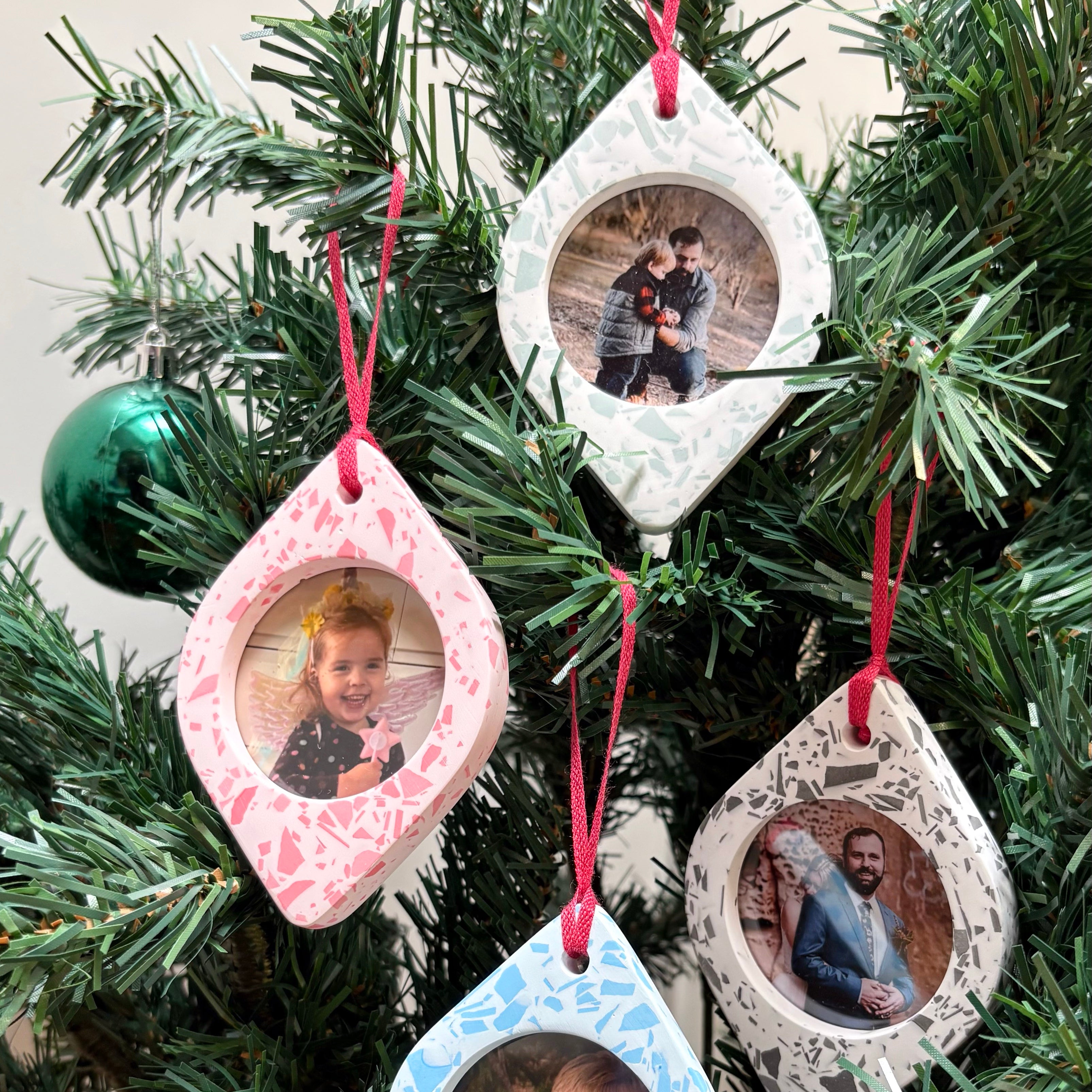Terrazzo Christmas hanging ornament photo frames