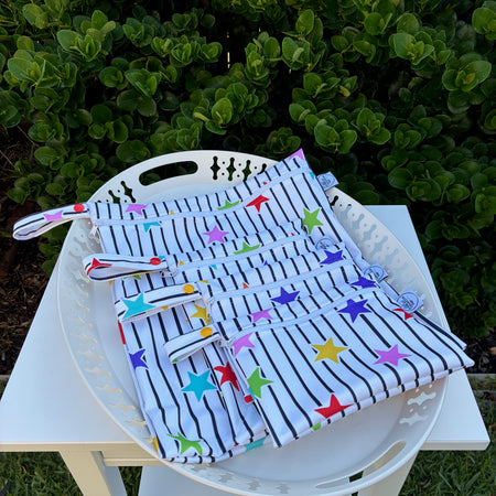 READY MADE Water-resistant wet bags - Starlit Stripes (Creative Monsoon)