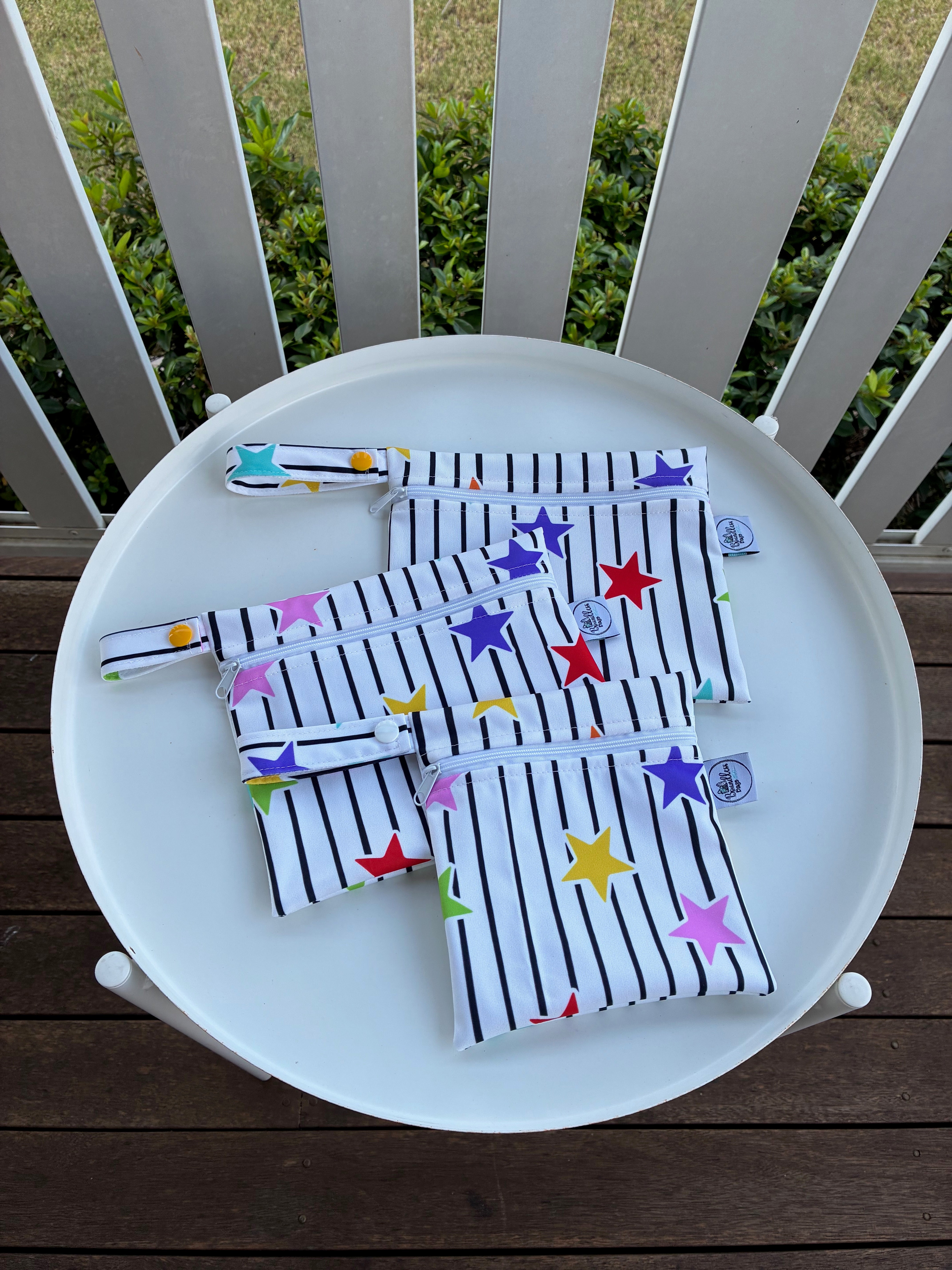 READY MADE Water-resistant wet bags - Starlit Stripes (Creative Monsoon)