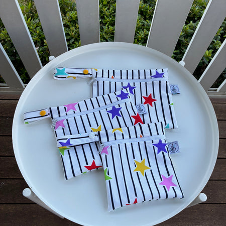 READY MADE Water-resistant wet bags - Starlit Stripes (Creative Monsoon)