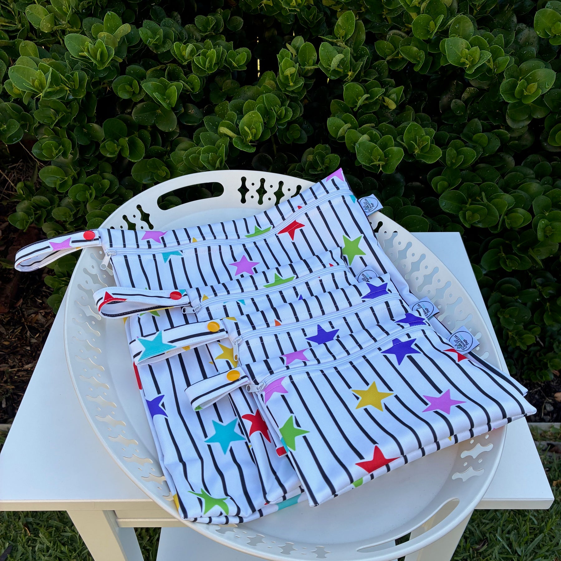READY MADE Water-resistant wet bags - Starlit Stripes (Creative Monsoon) | Ready to ship | FREE Postage