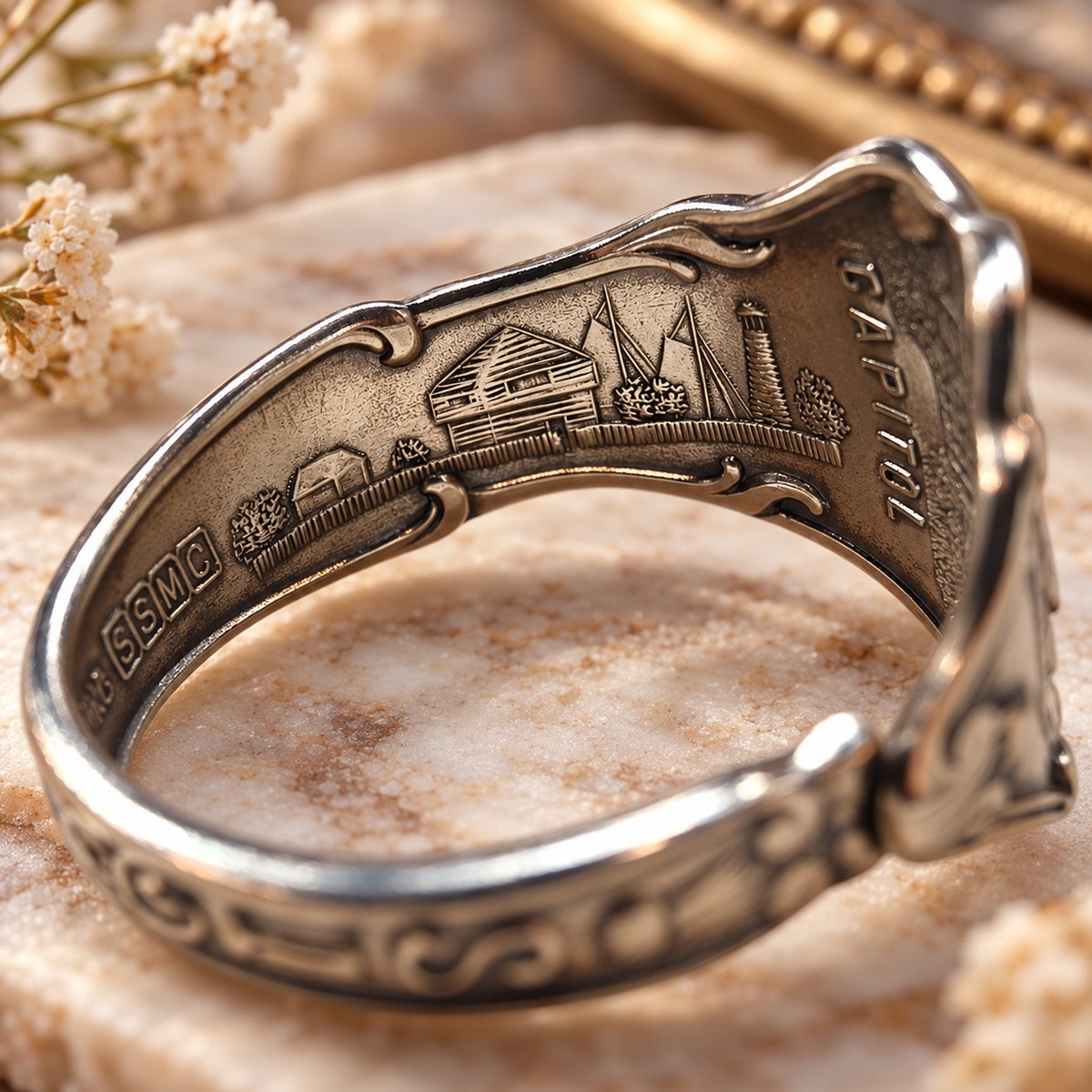 Vintage Sterling Silver Illinois Spoon Ring