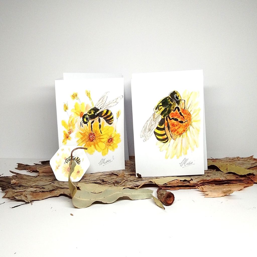 Handpainted Bee Notebooks - Variety of sizes. Lined.