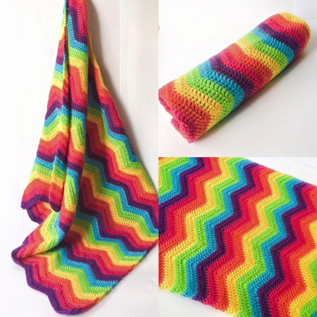 Crochet Rainbow Chevron Baby Blanket- Made to Order