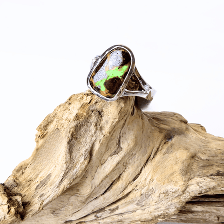 Australian Matrix Boulder Opal in 925 Sterling Silver; Size P