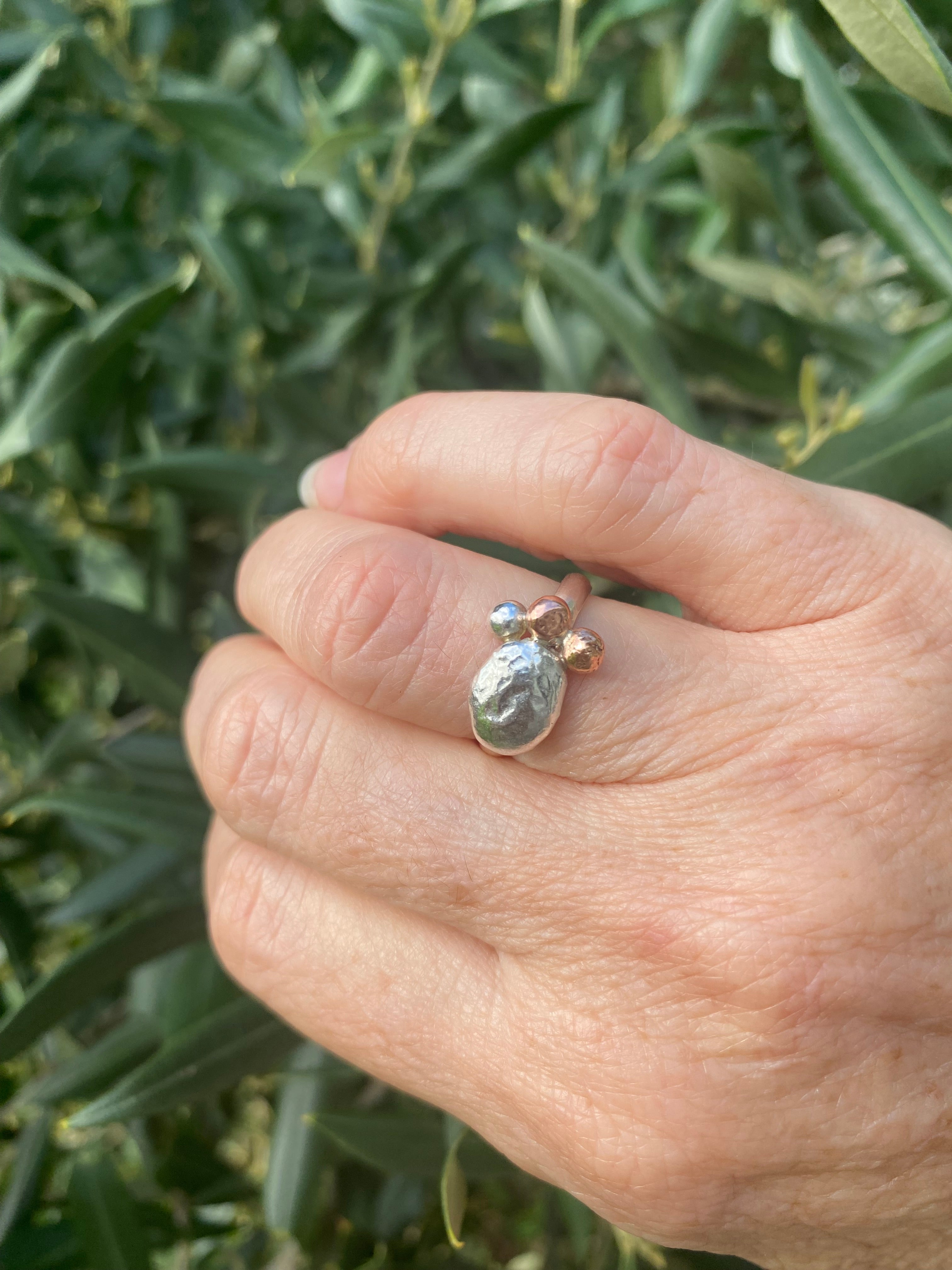 Gather Ring – Sterling Silver &amp; Copper – Size P