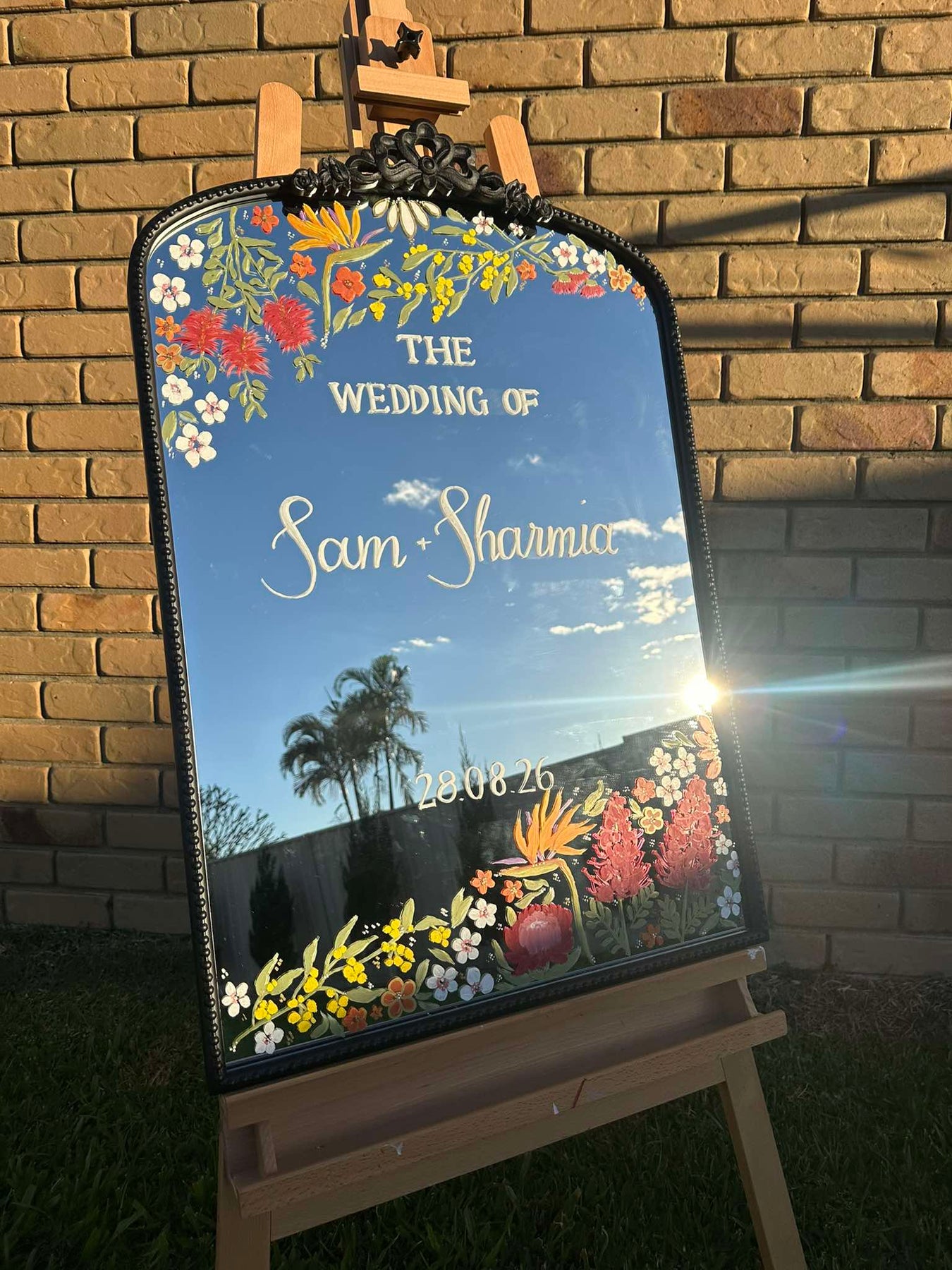 Hand Painted Arch Wedding Mirror | Custom Personalised Wedding Sign