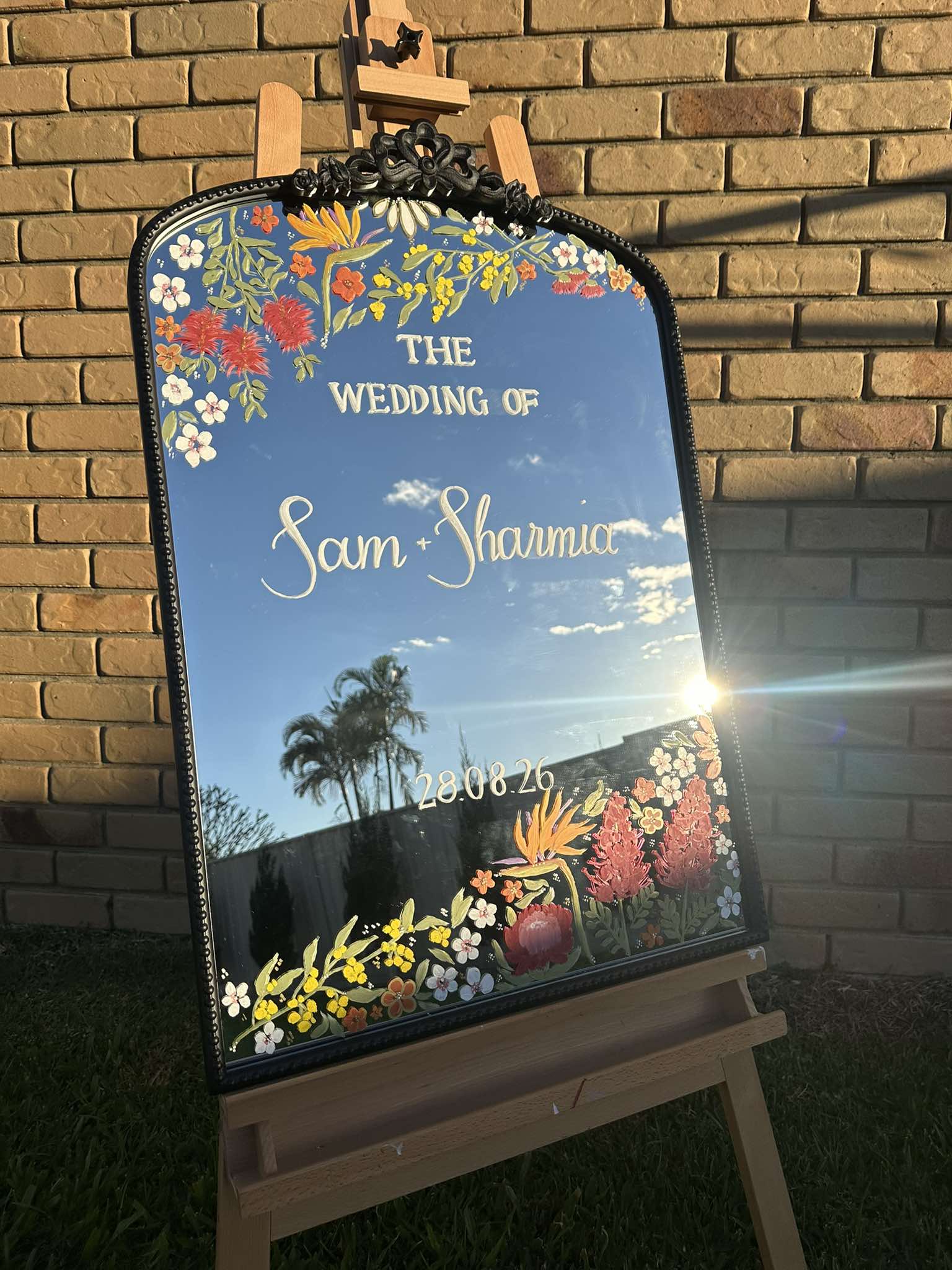 Hand Painted Arch Wedding Mirror | Custom Personalised Wedding Sign
