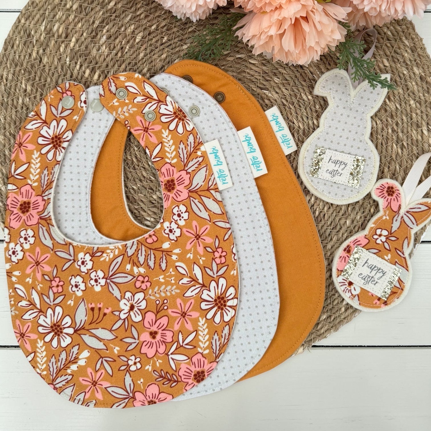 Bundle of 3 Bibs - Mustard Floral