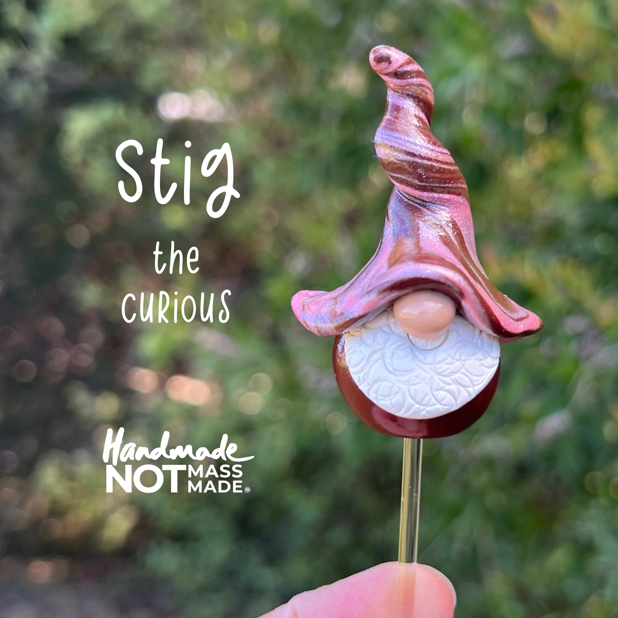 Whimsical polymer clay gnome trio - Wobbin, Snuffle & Stig