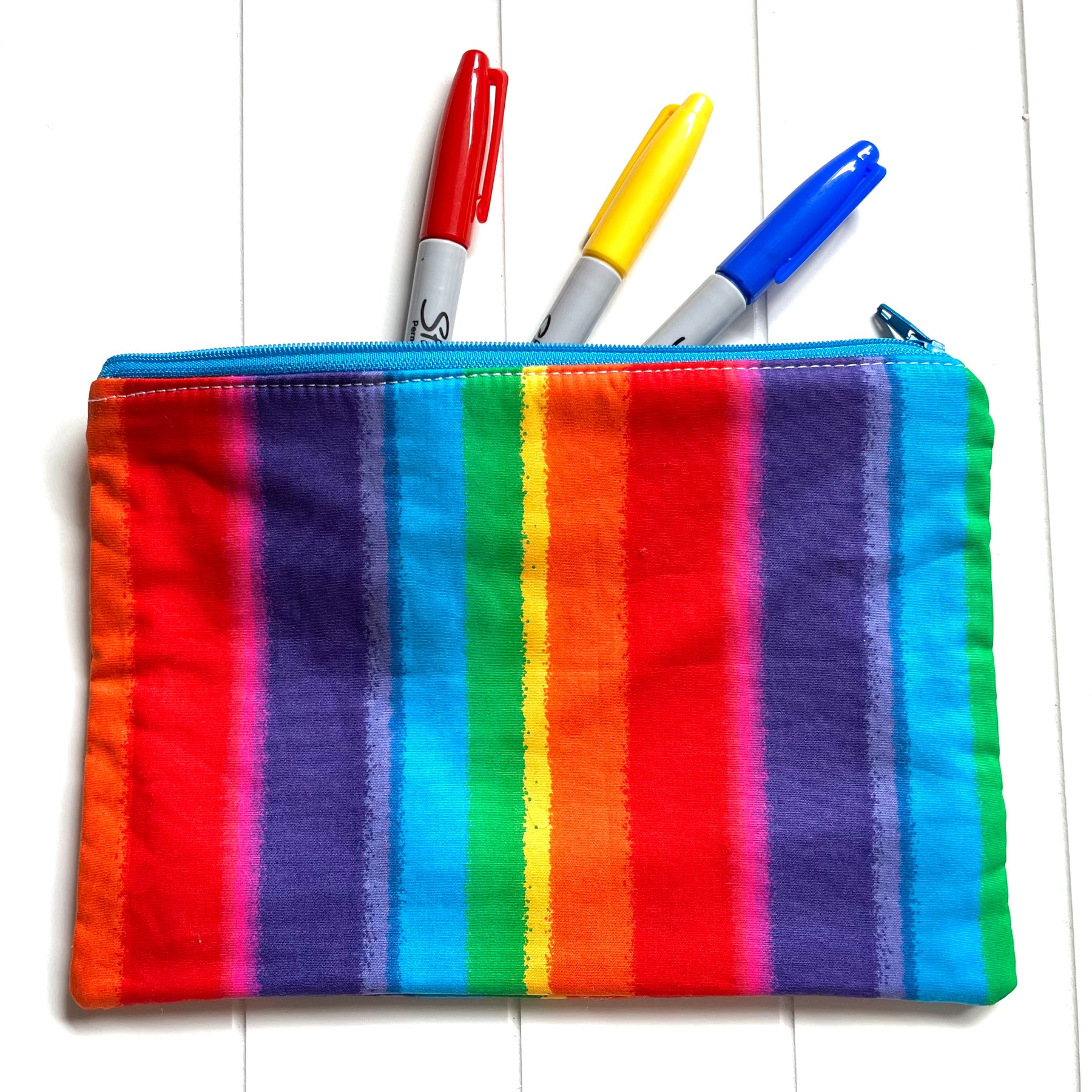 Rainbow striped pencil case
