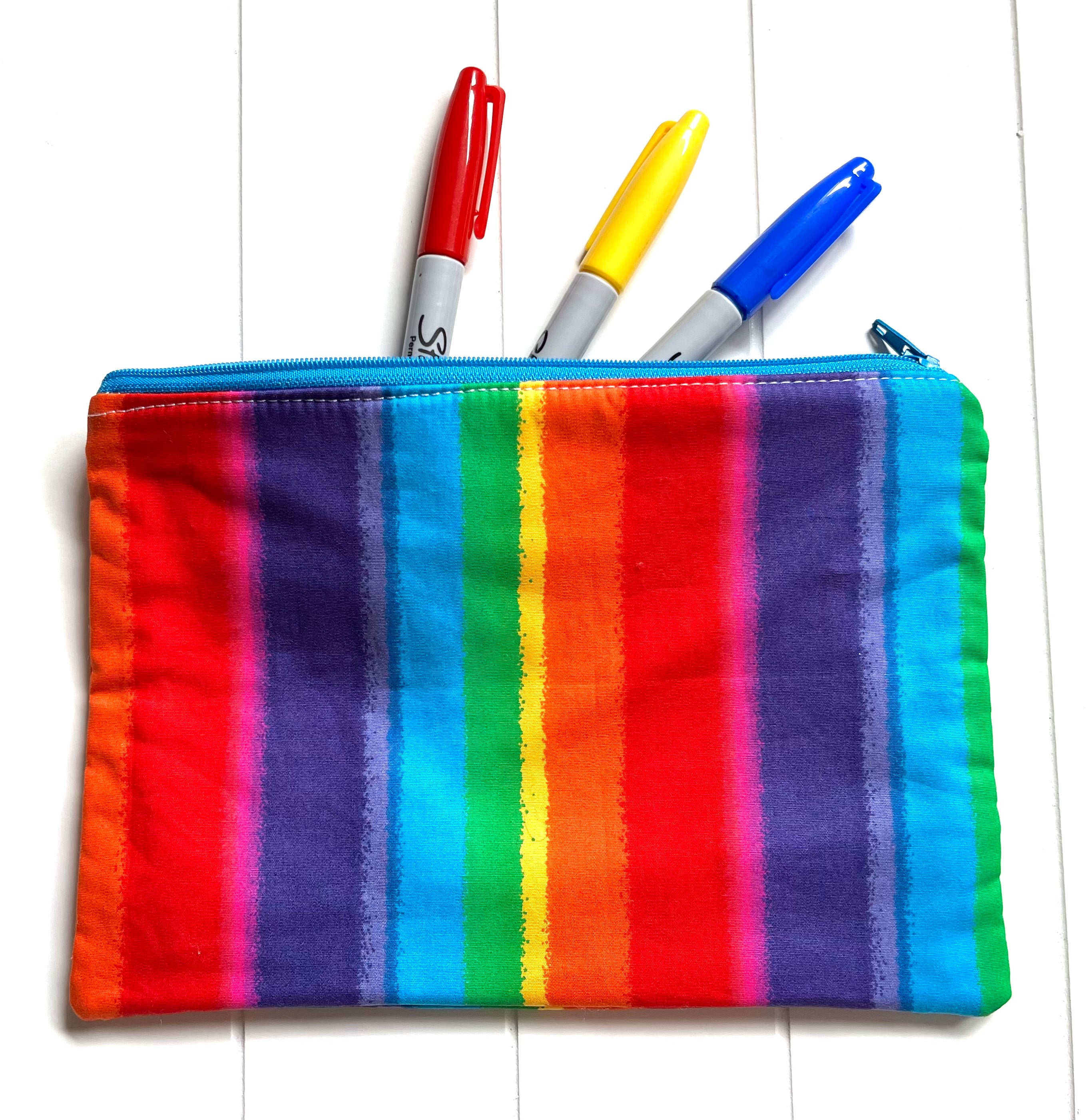Rainbow striped pencil case
