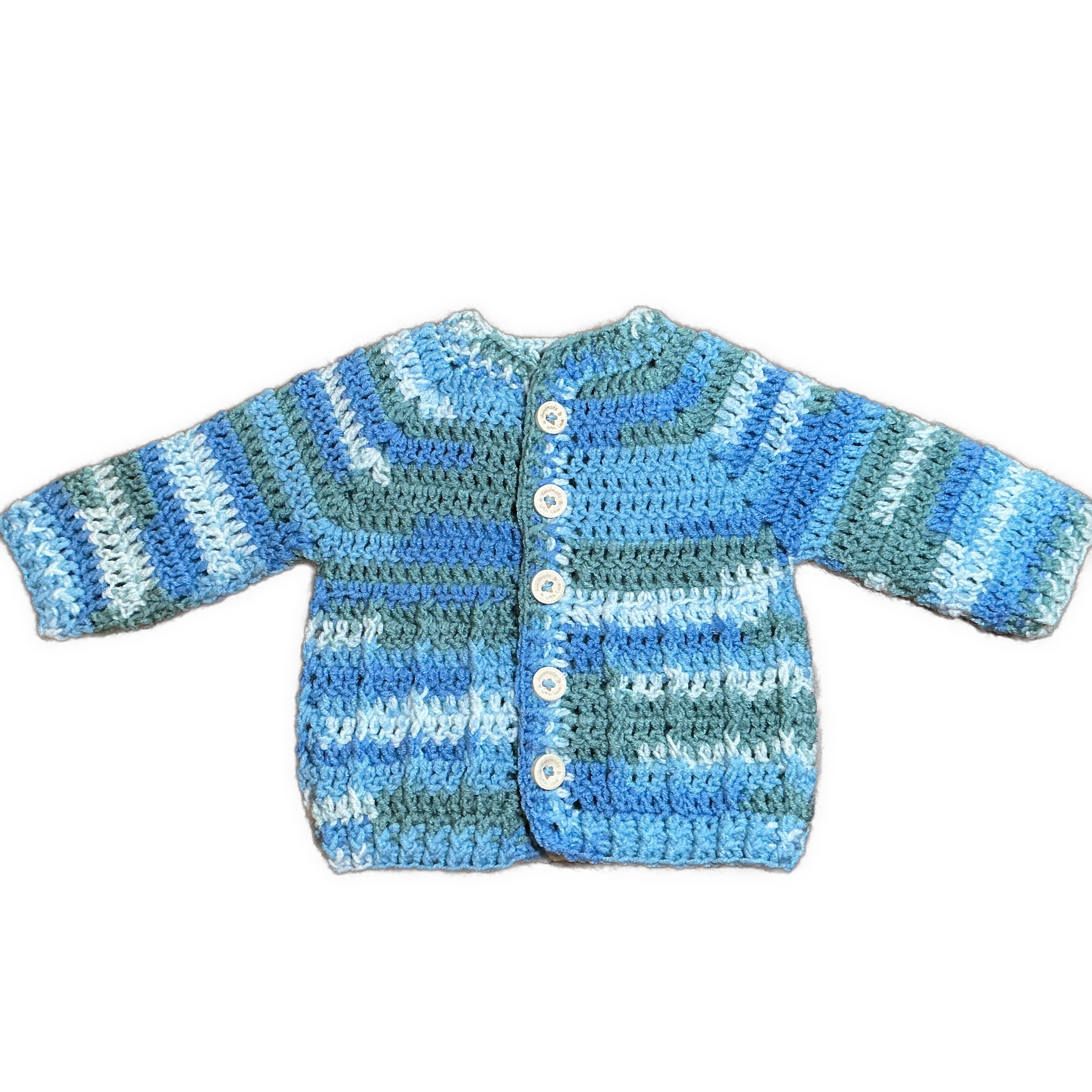 Hand Crocheted “Bambino” Baby Prints Cardigan | 3-6 months