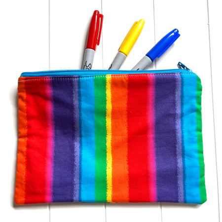 Rainbow striped pencil case