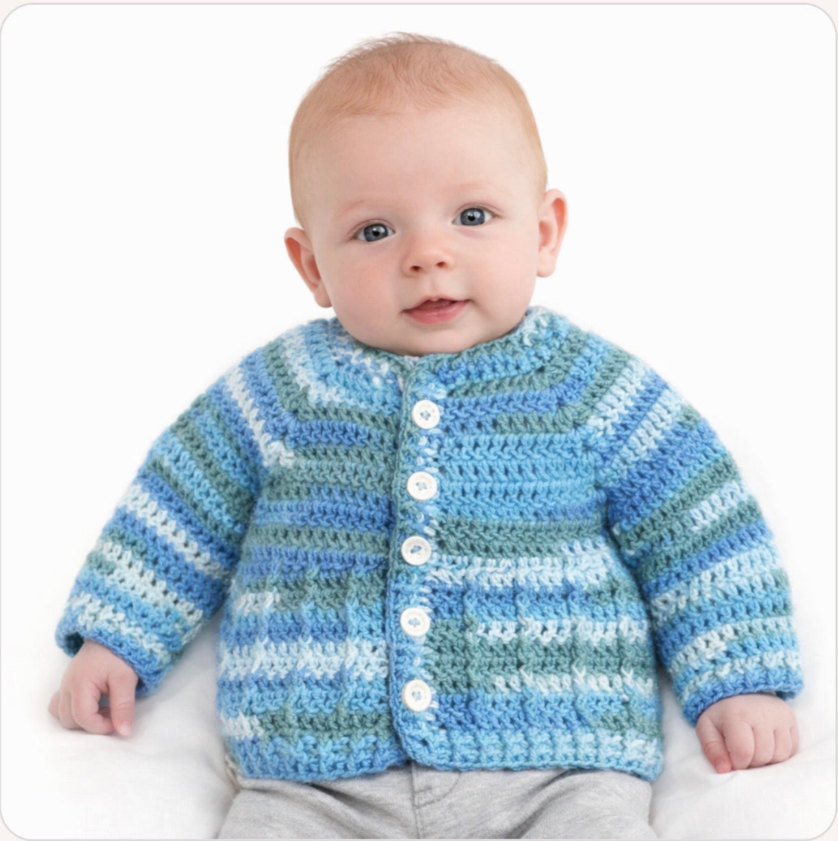 Hand Crocheted “Bambino” Baby Prints Cardigan | 3-6 months