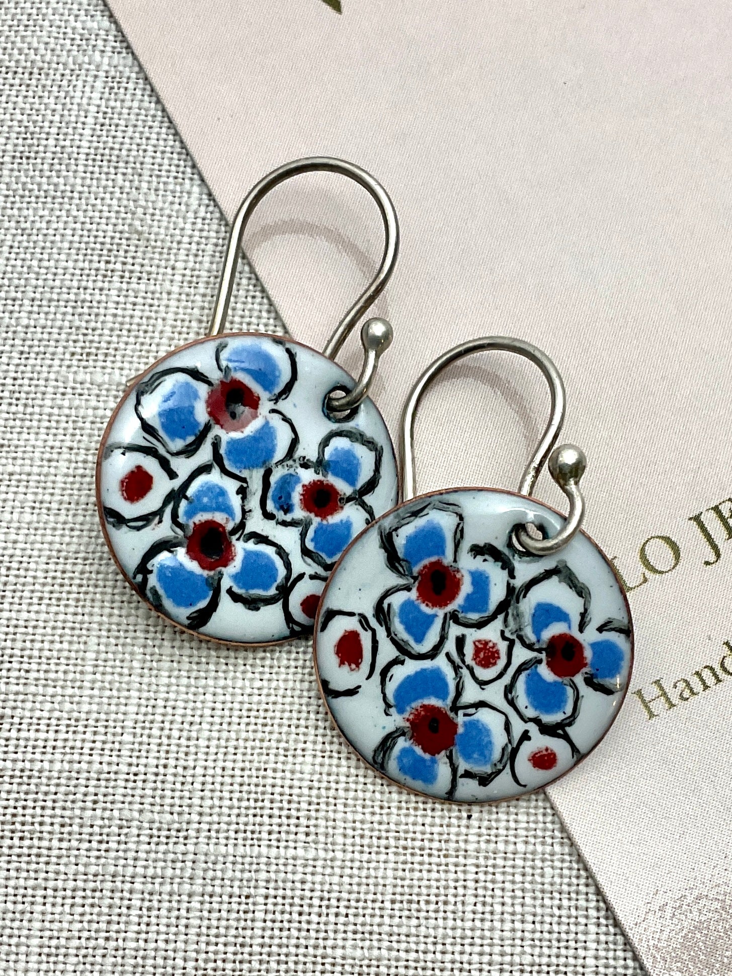 Flower earrings. Hand painted enamel. Handmade 3 styles
