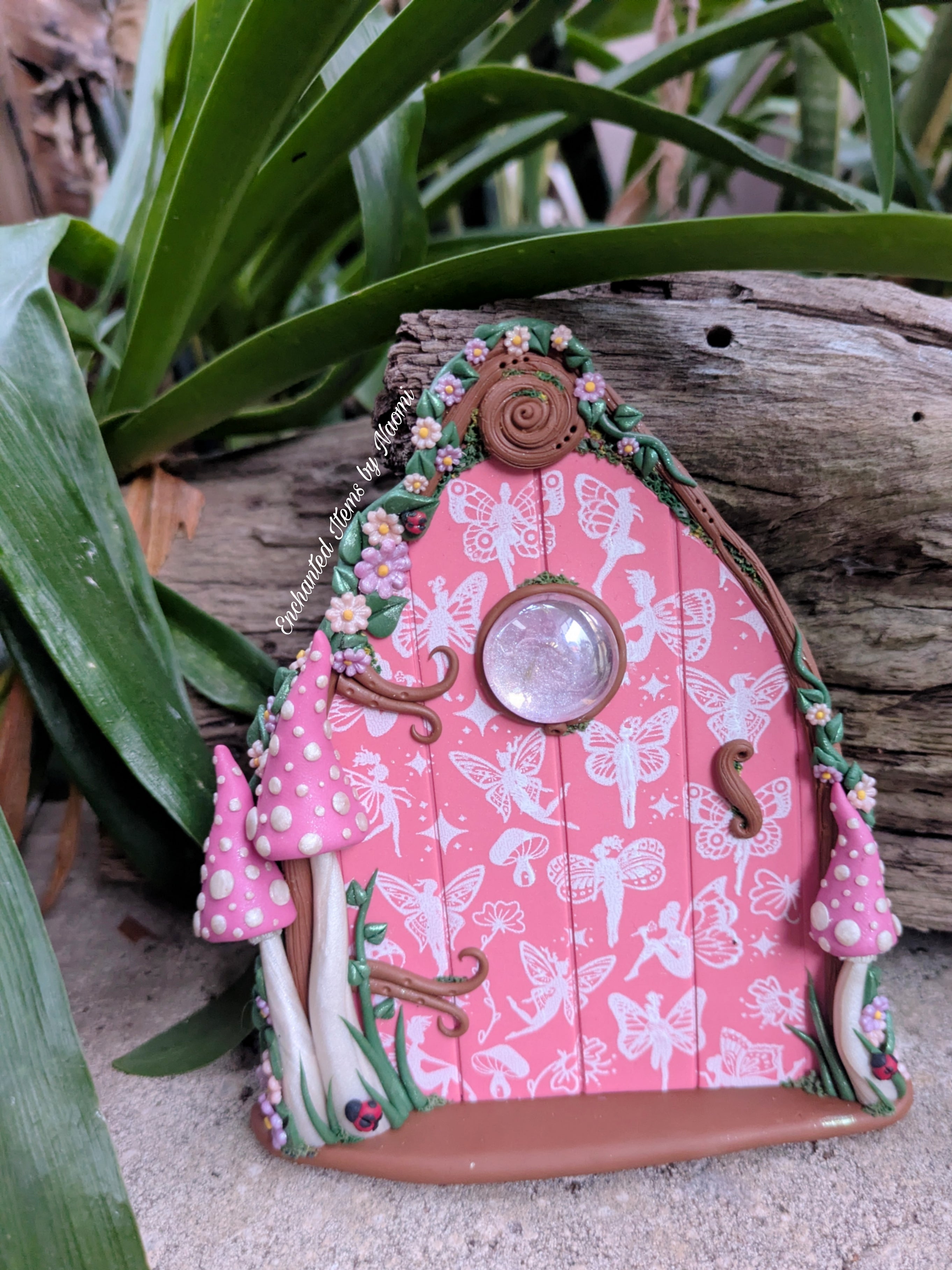 Pretty patterned Fairy Doors - available in Pink or Purple