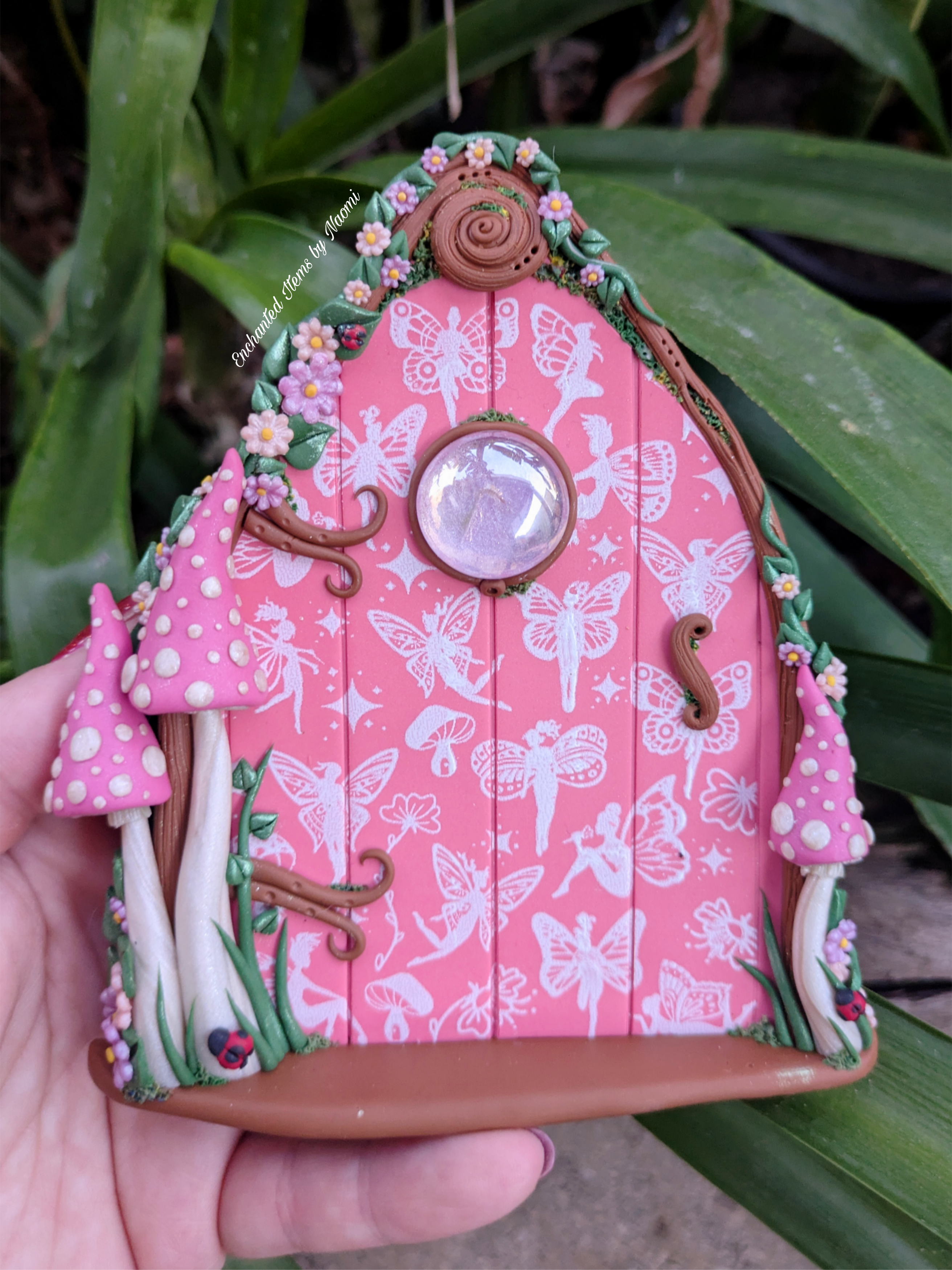 Pretty patterned Fairy Doors - available in Pink or Purple