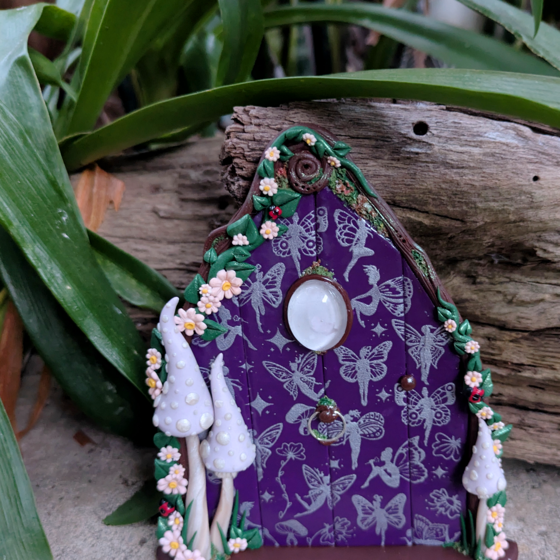 Pretty patterned Fairy Doors - available in Pink or Purple