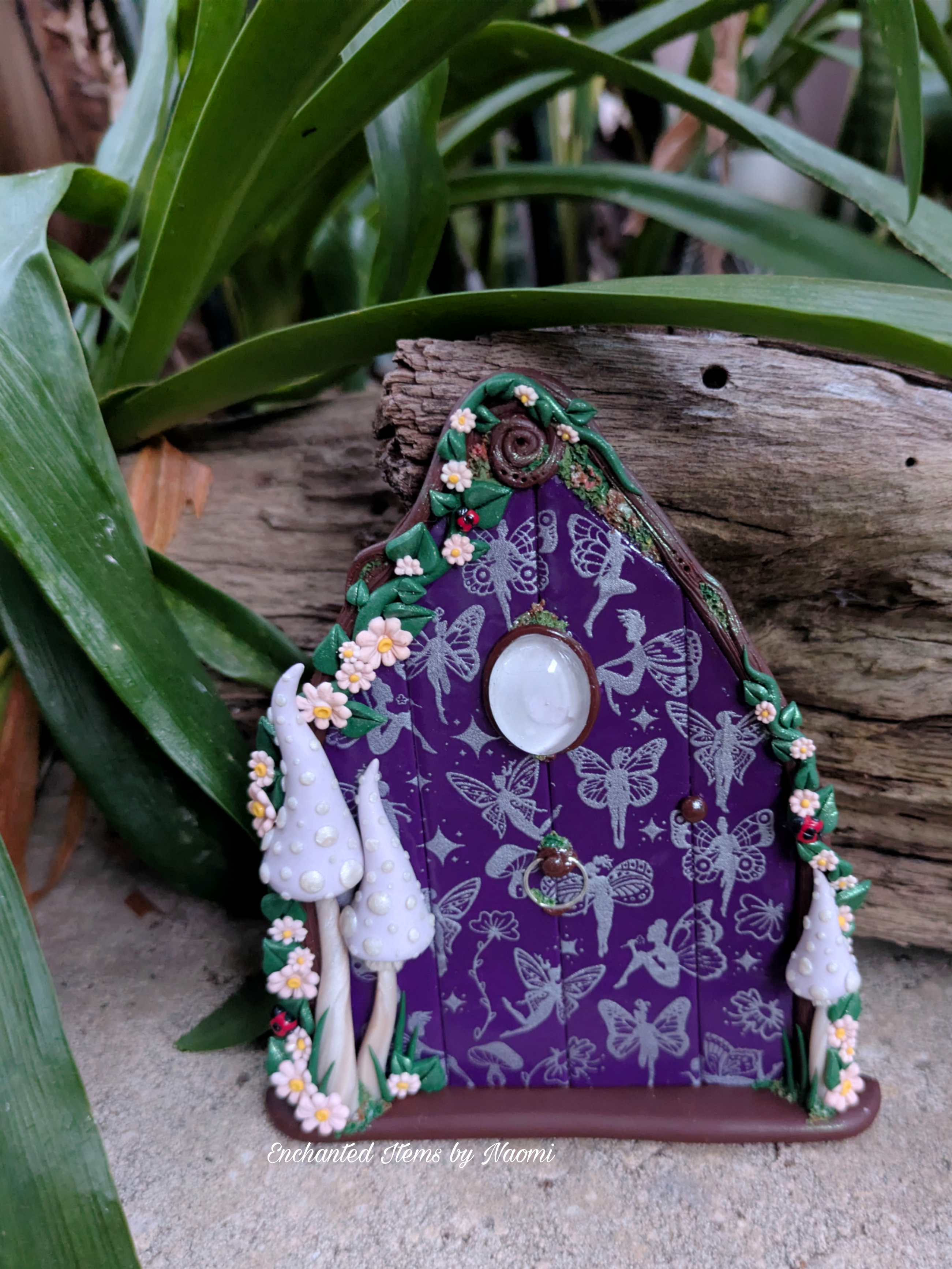 Pretty patterned Fairy Doors - available in Pink or Purple
