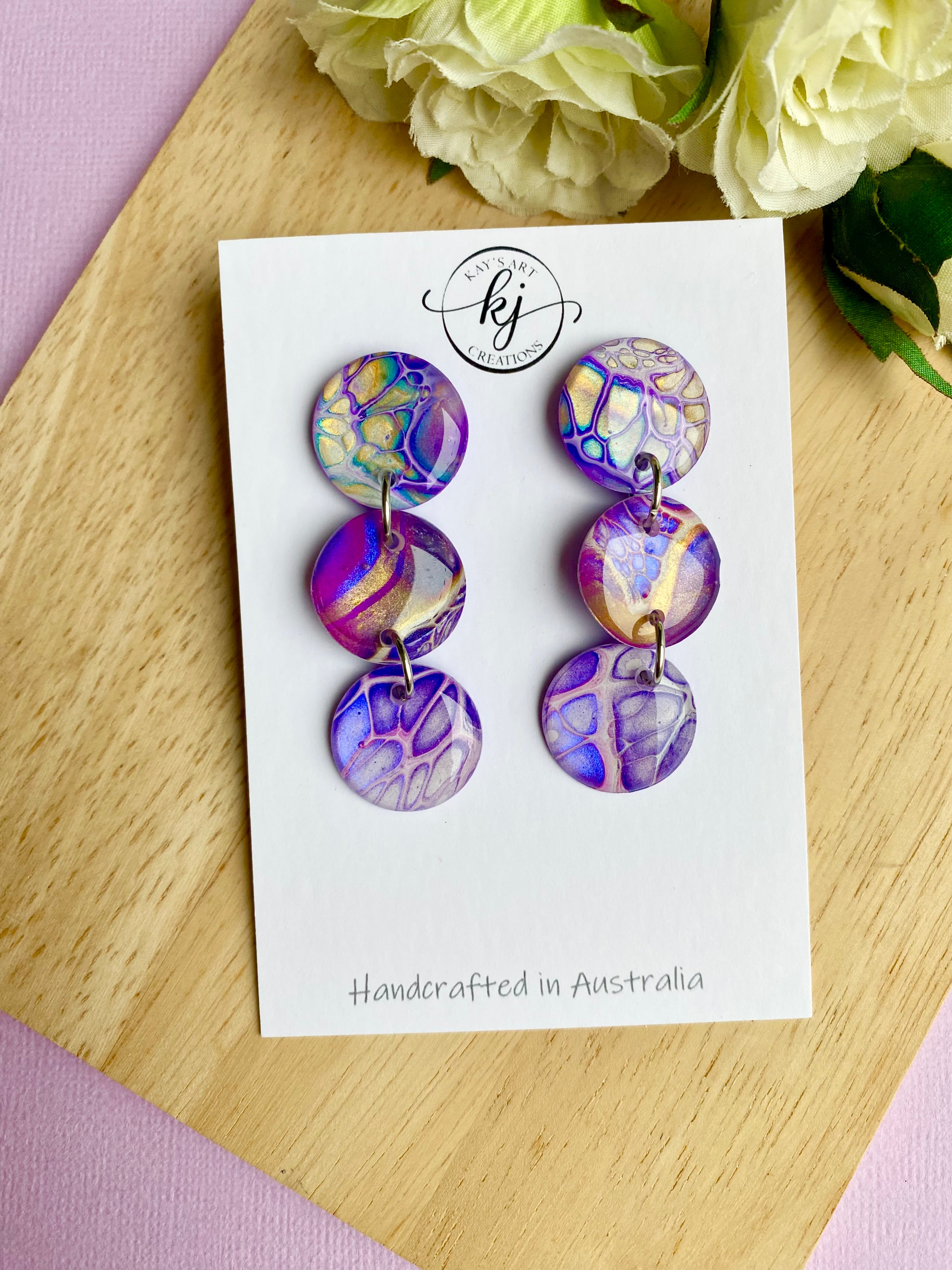 Artisan Hand Painted Stud Dangle Earrings