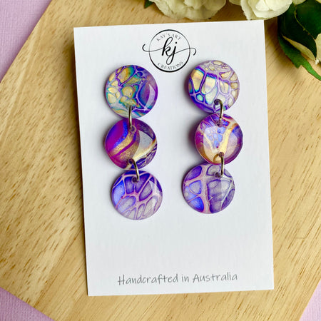 Artisan Hand Painted Stud Dangle Earrings