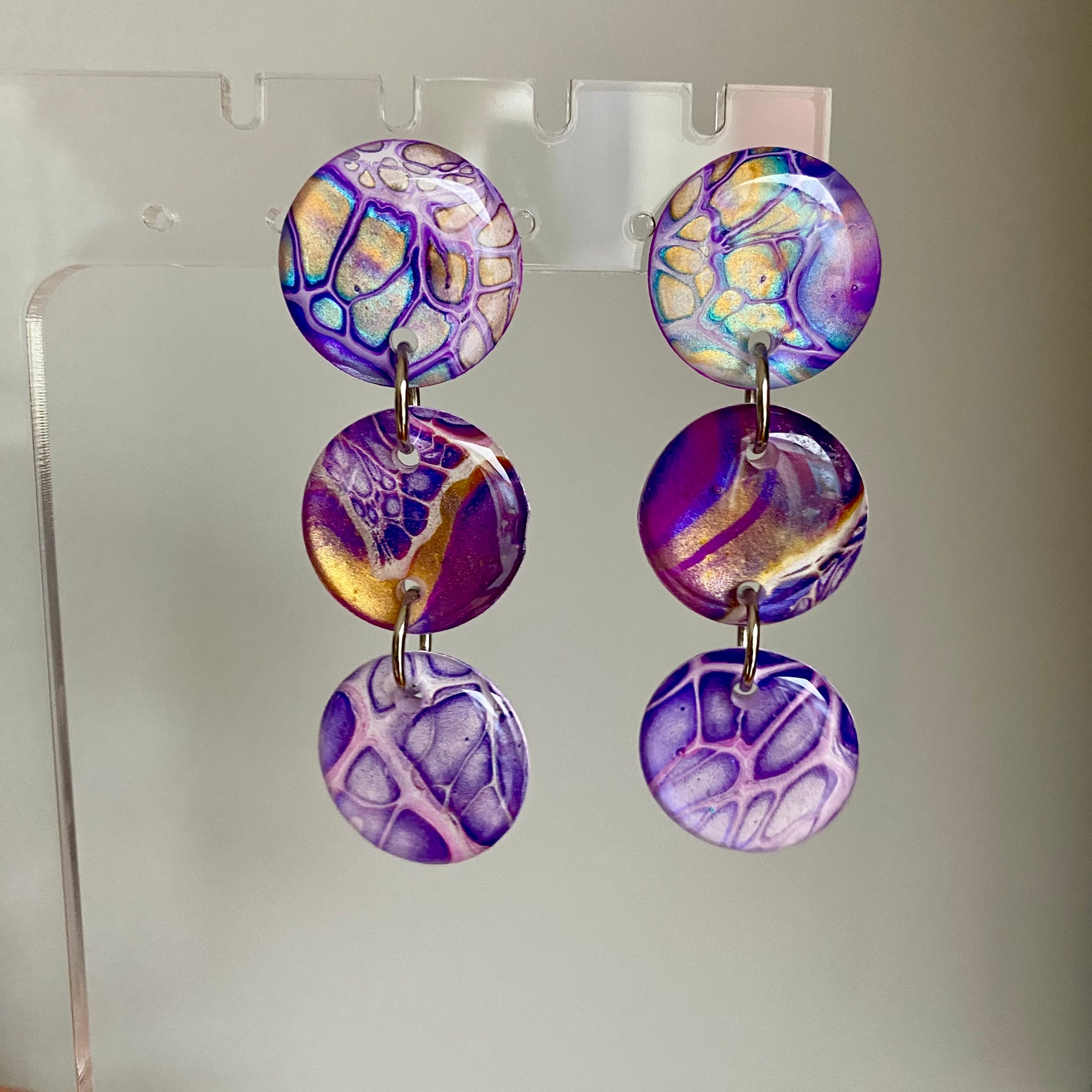 Artisan Hand Painted Stud Dangle Earrings