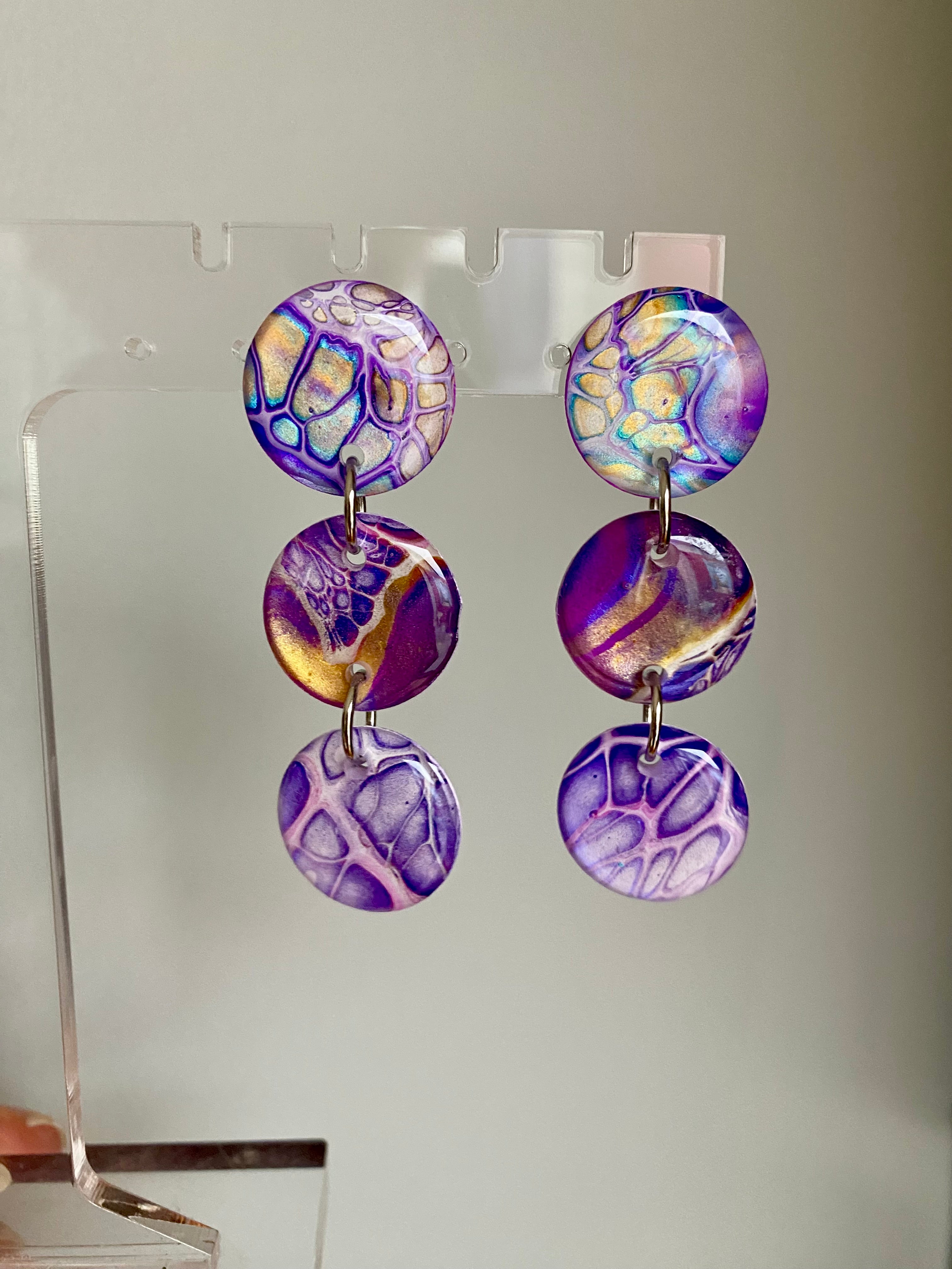 Artisan Hand Painted Stud Dangle Earrings