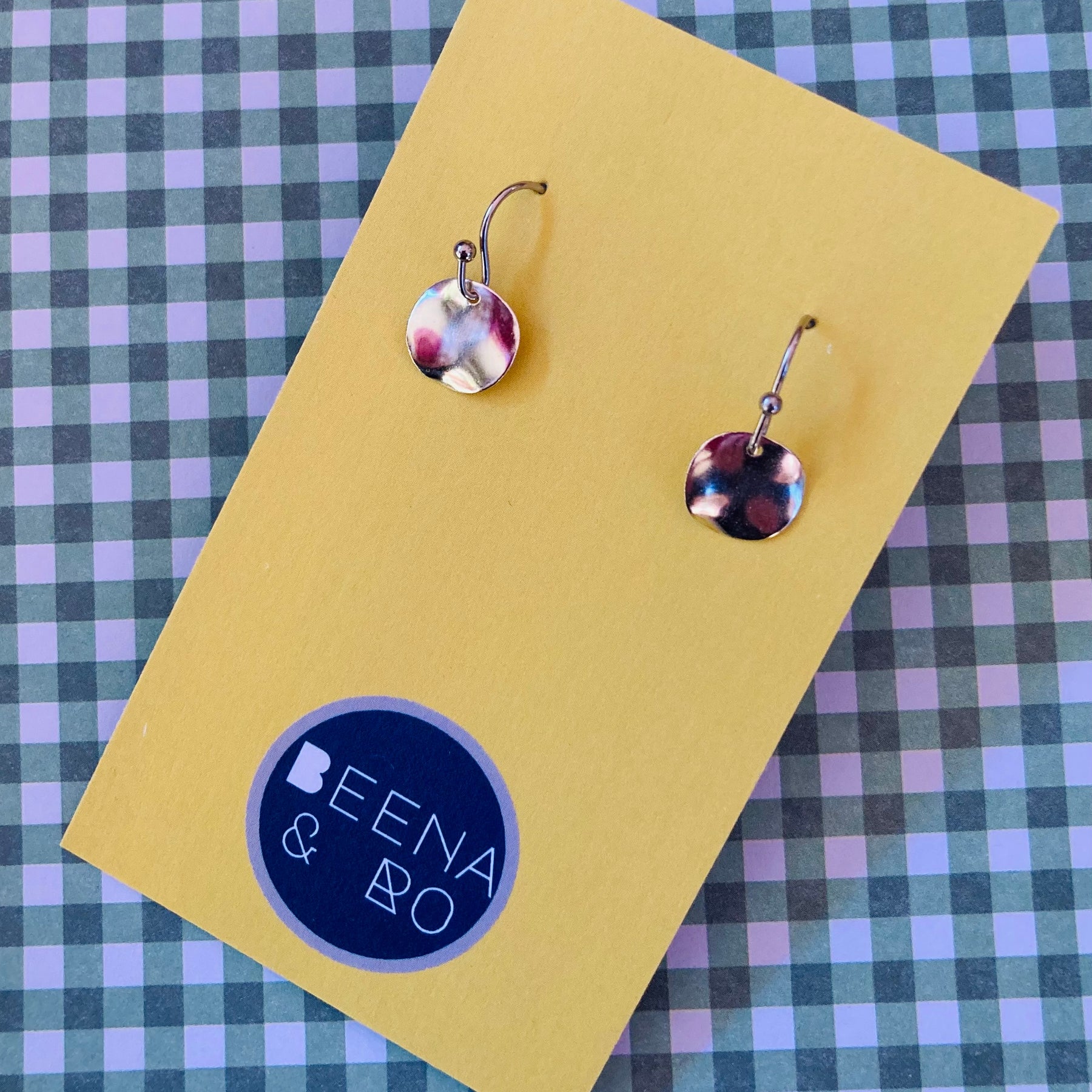 Mini drop disc earrings