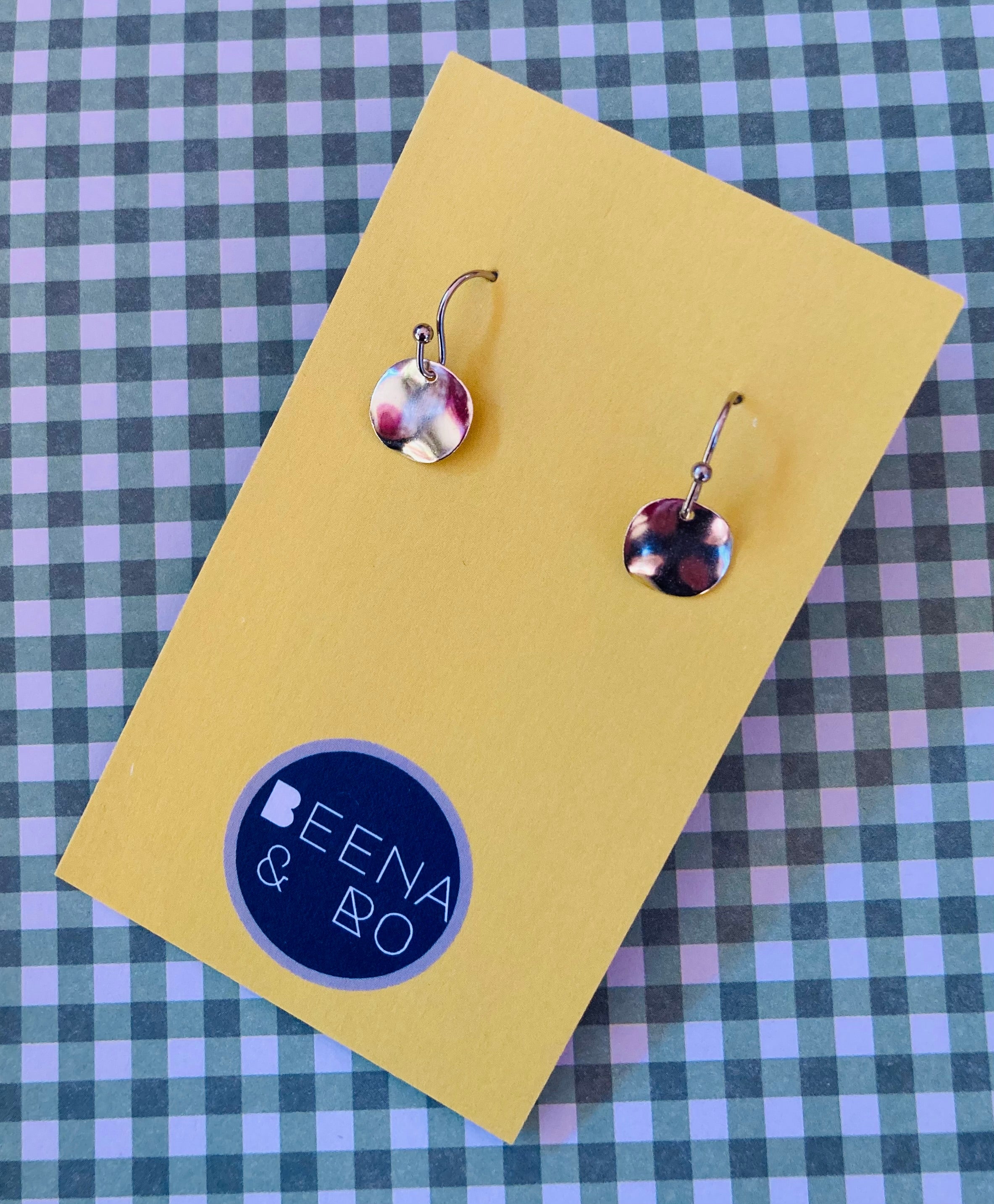 Mini drop disc earrings