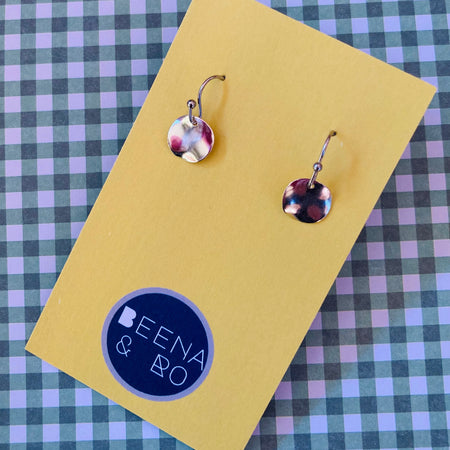 Mini drop disc earrings