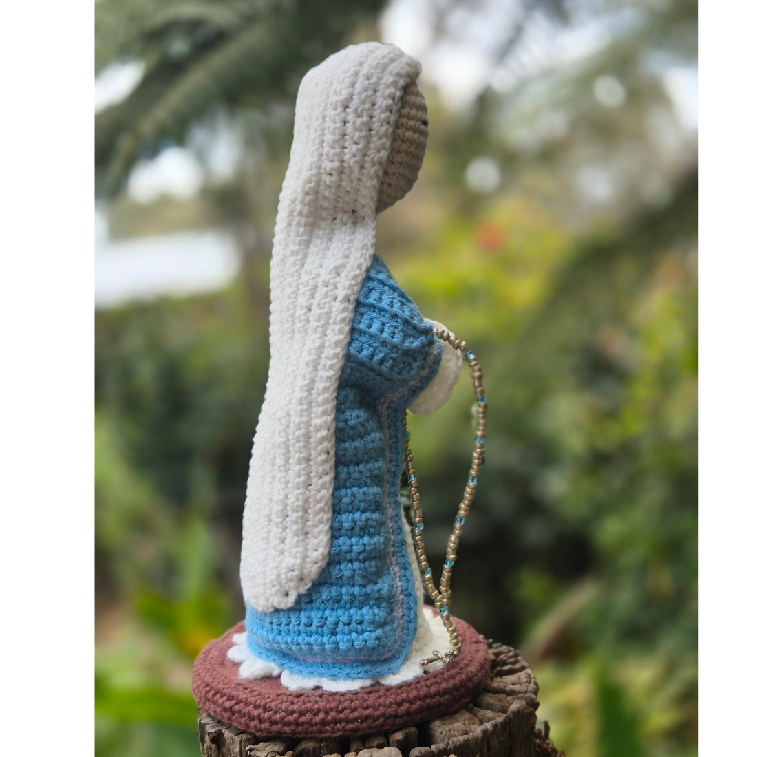 Handcrafted Crochet Virgin Mary Doll with Cross