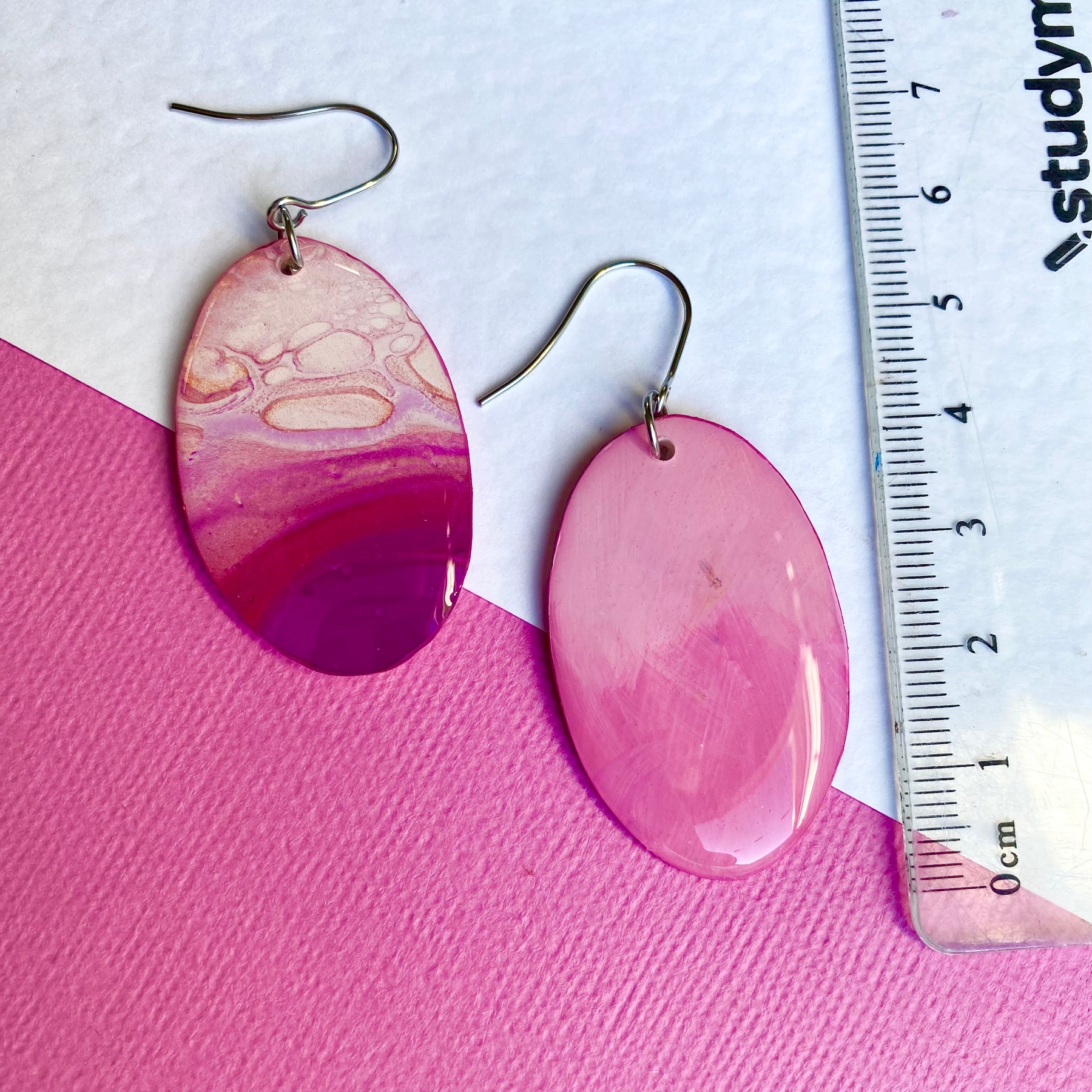 Hand-Painted Oval Artisan Earrings