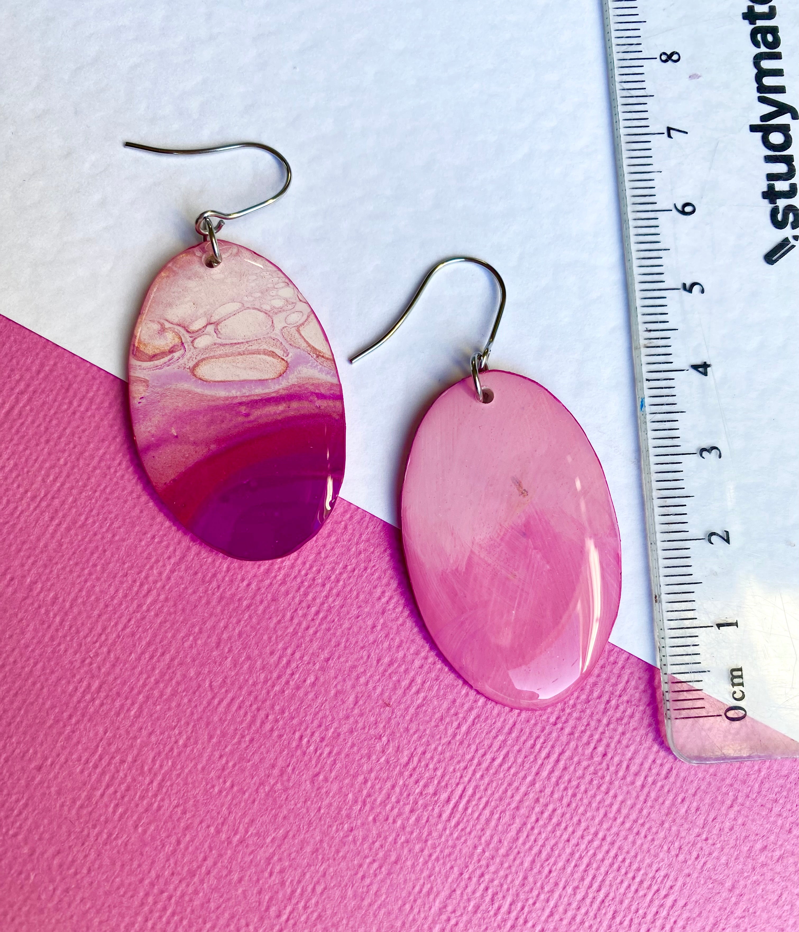 Hand-Painted Oval Artisan Earrings