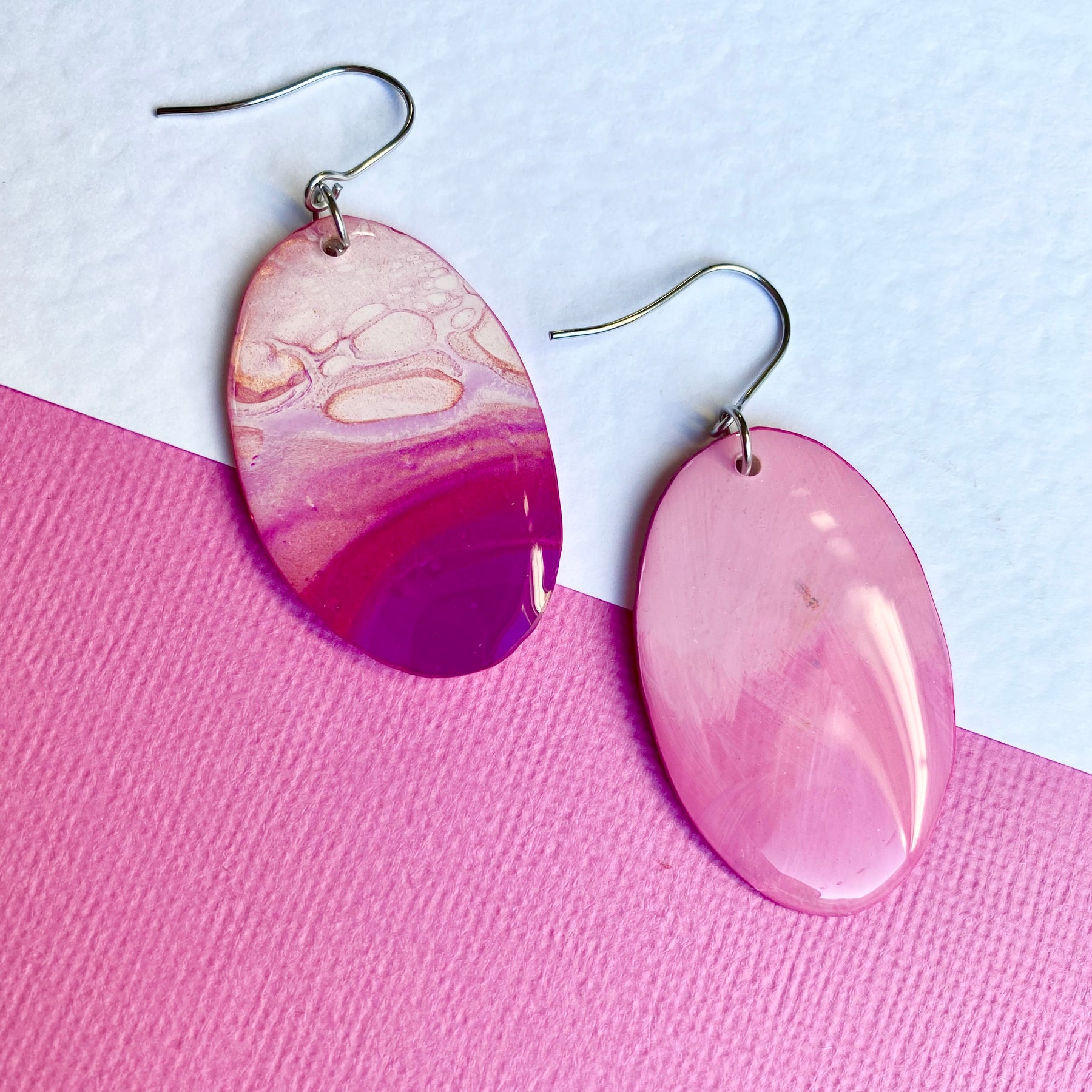 Hand-Painted Oval Artisan Earrings