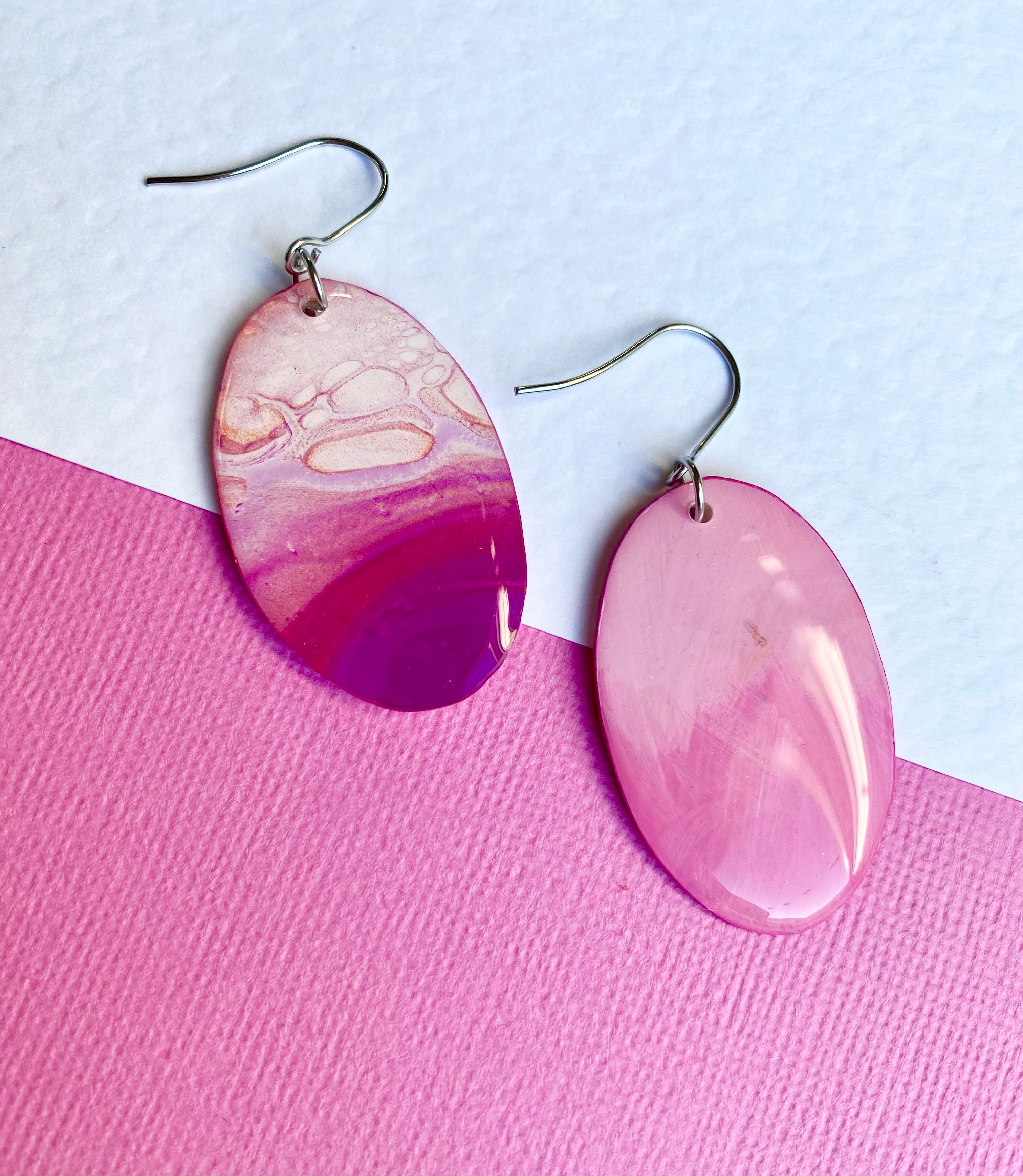 Hand-Painted Oval Artisan Earrings