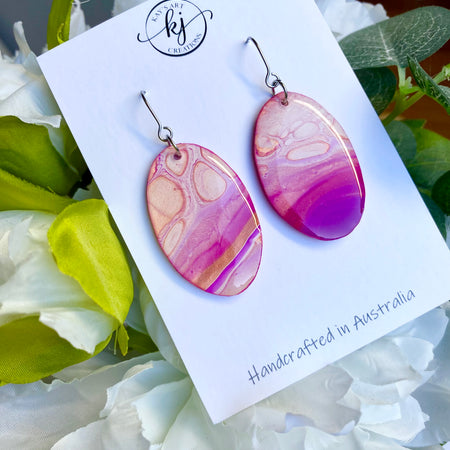 Hand-Painted Oval Artisan Earrings