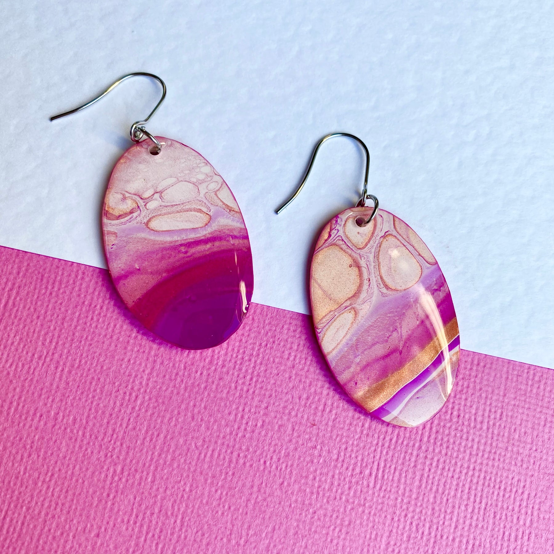 Hand-Painted Oval Artisan Earrings
