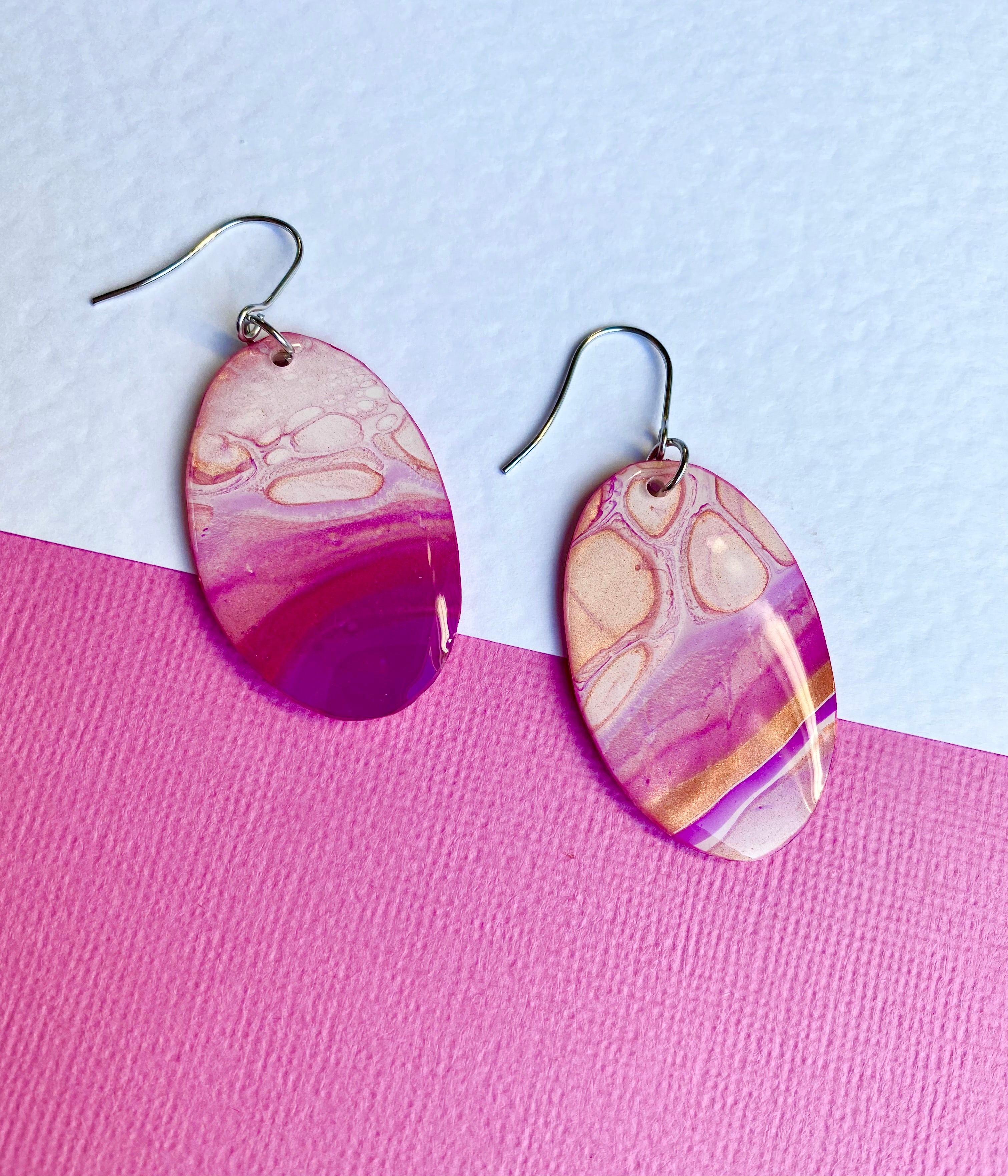 Hand-Painted Oval Artisan Earrings